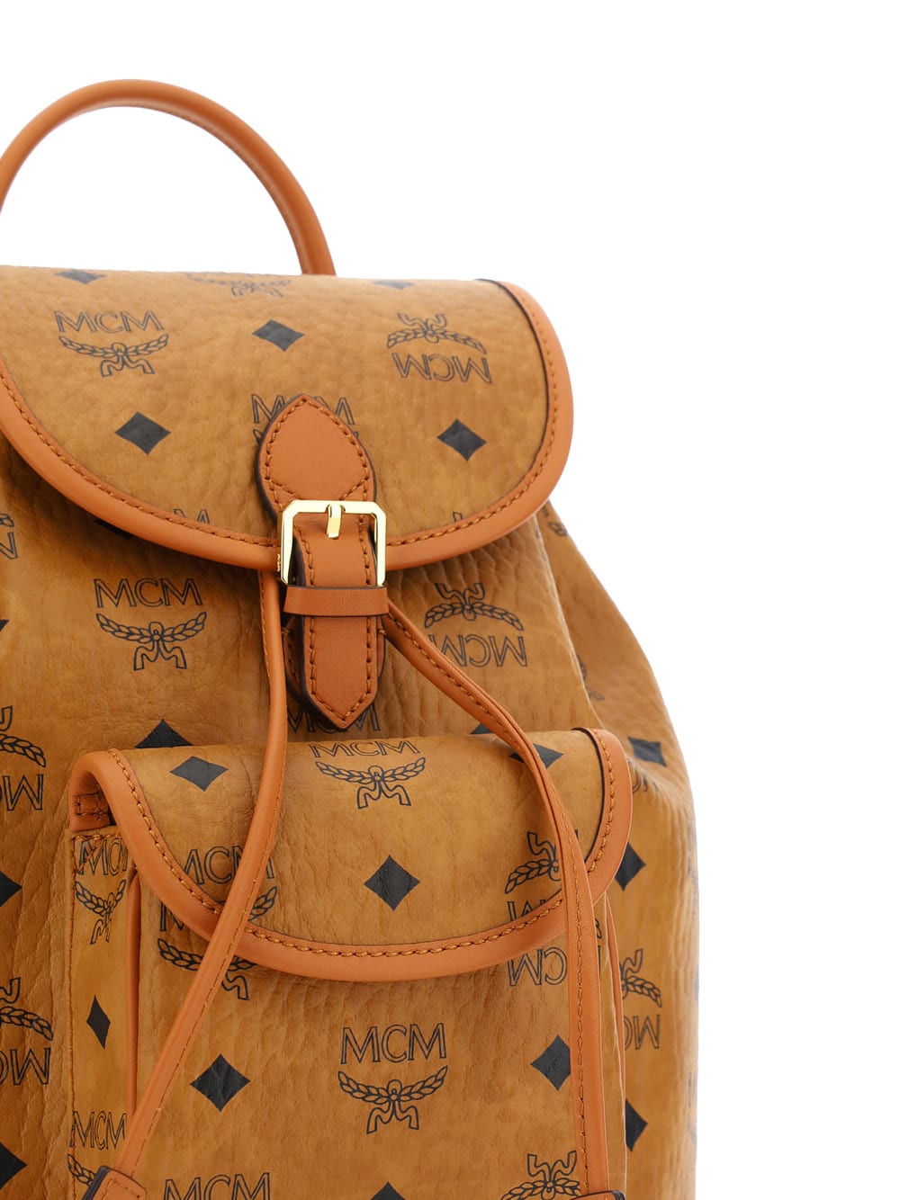 Shop Mcm Mini Aren Backpack In Cognac