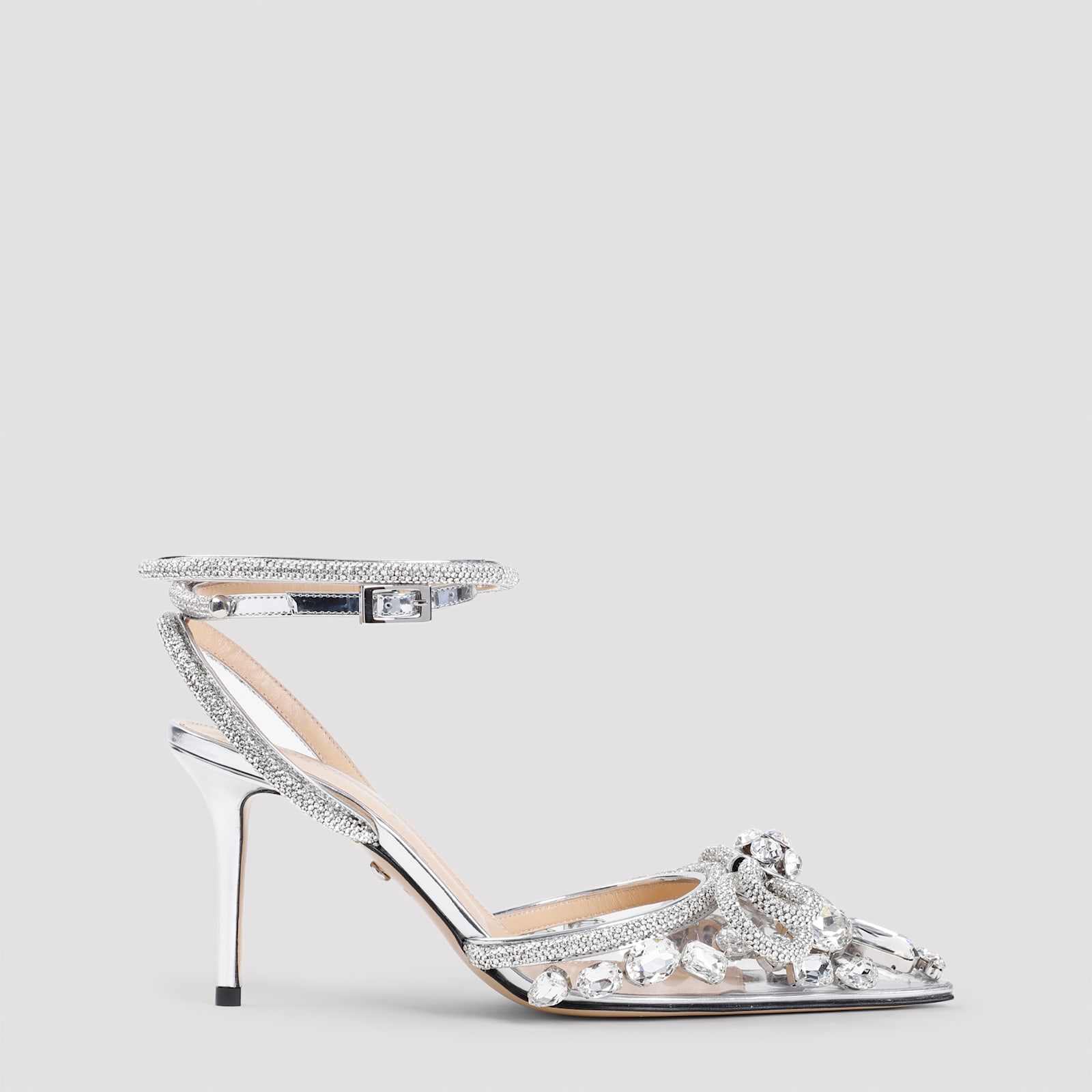 Shop Mach &amp; Mach Double Bow Sandals In Silver