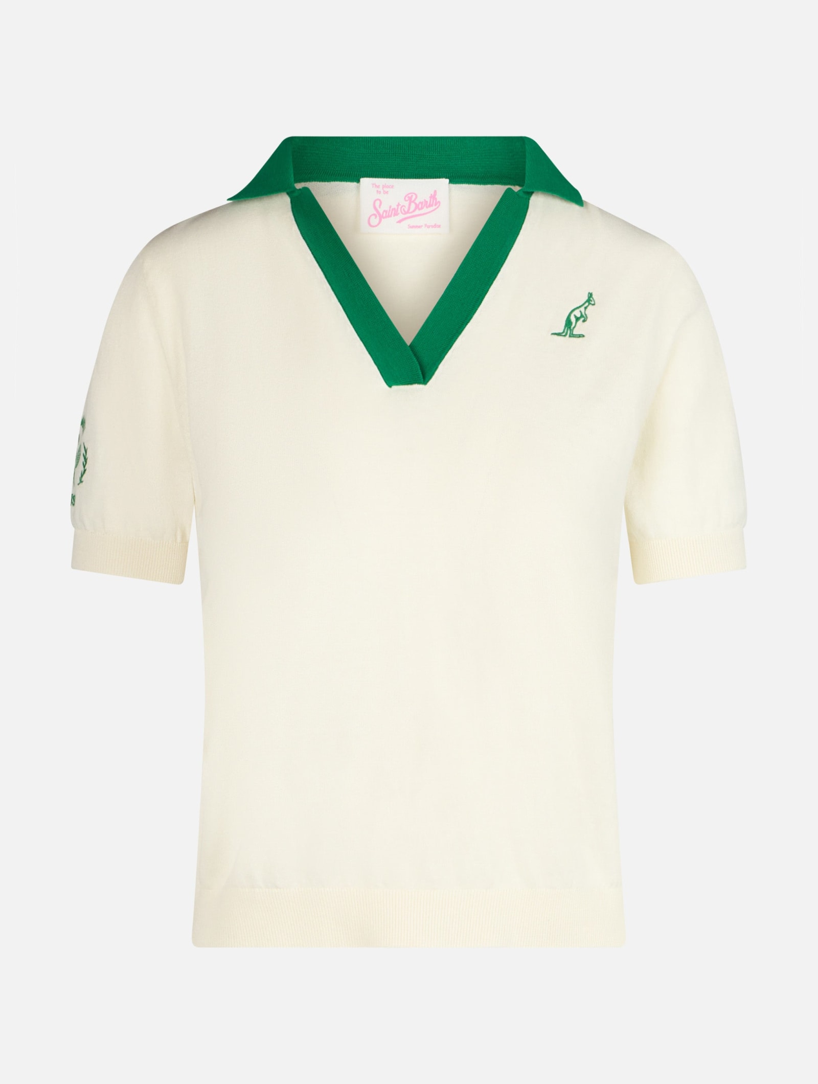 Mc2 Saint Barth Woman Cotton Knitted Polo Evonne Australian Brand Special Edition In White