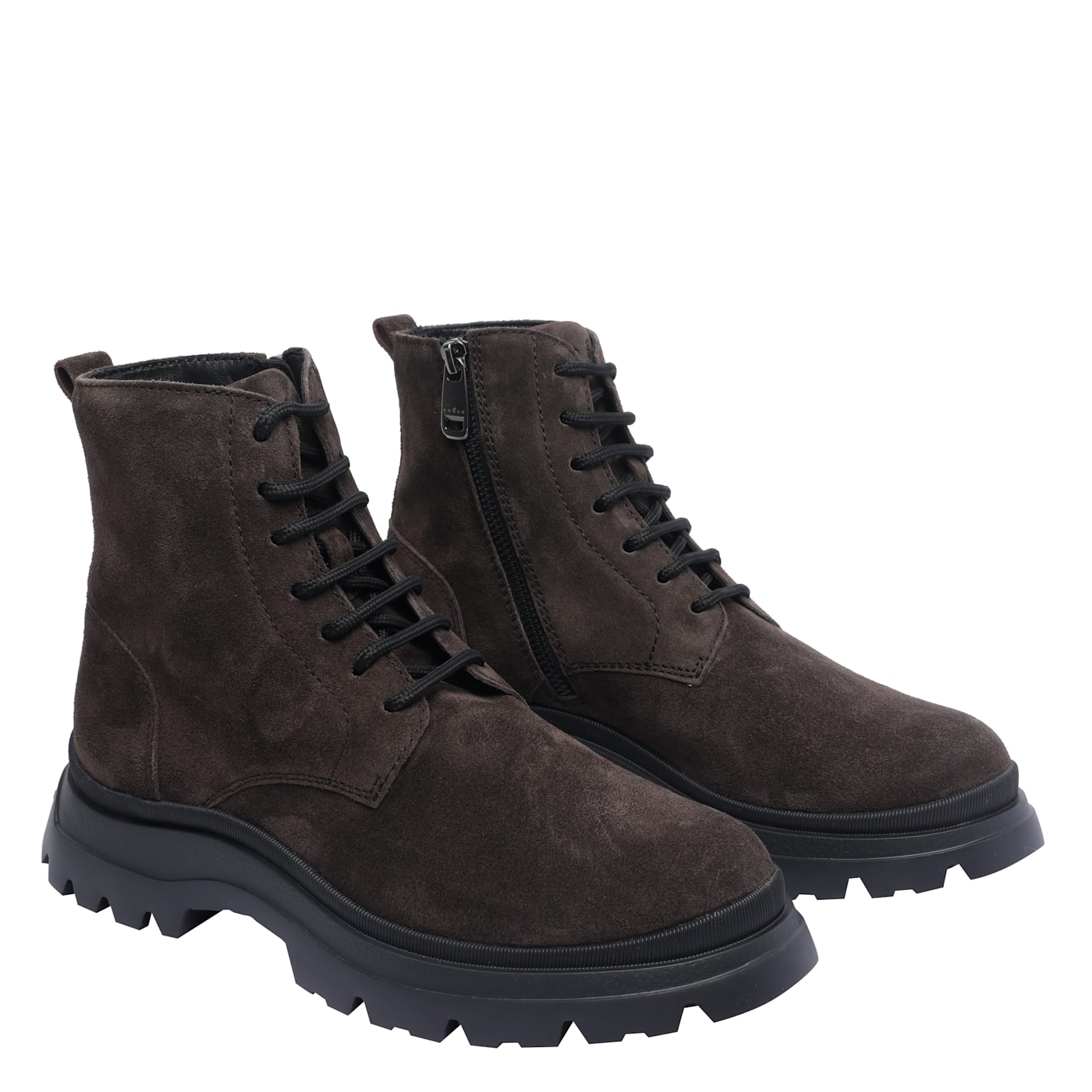 Hogan Lace-up Chunky-sole Boots In Brown
