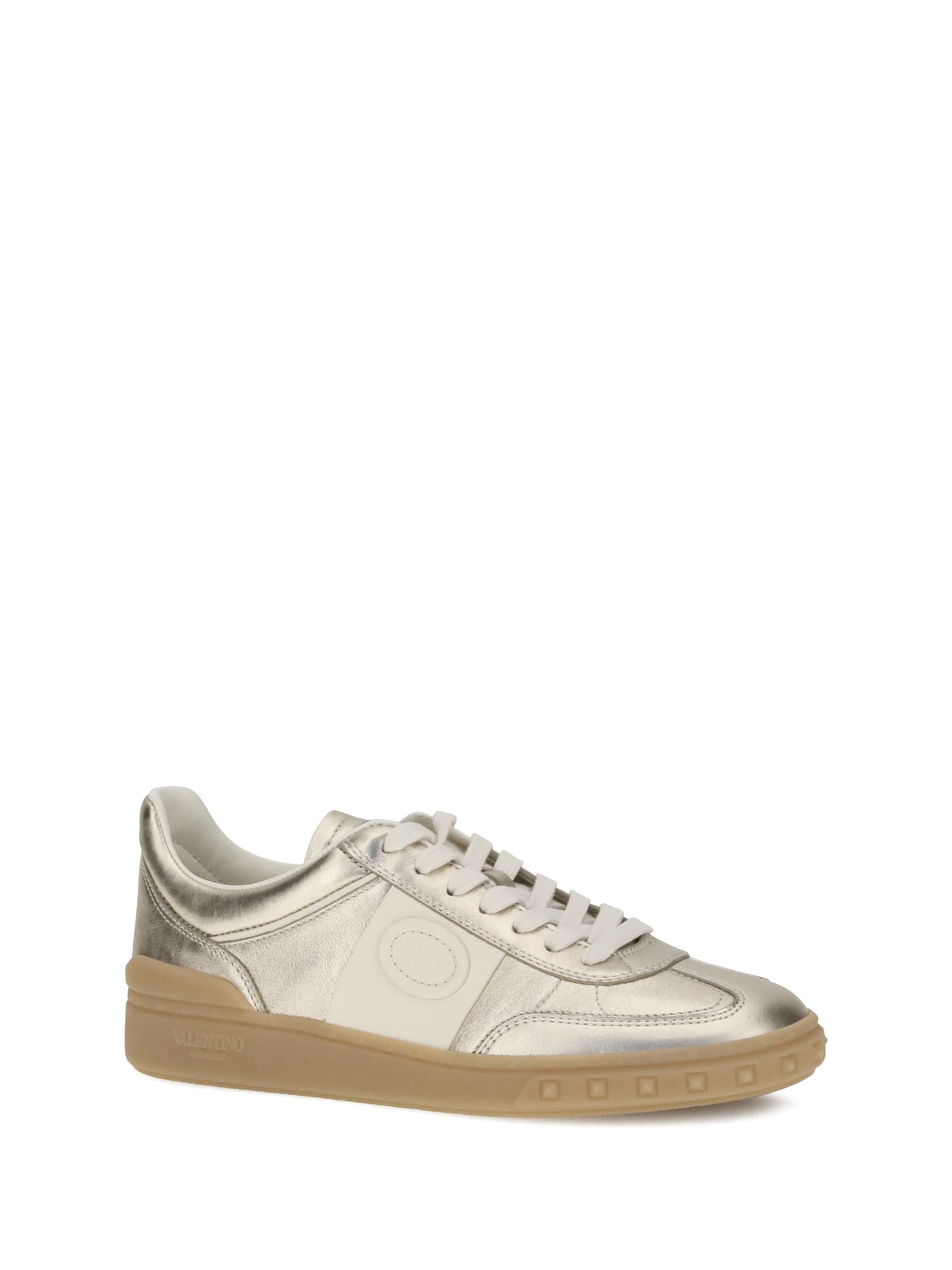 Valentino Village High-top Sneakers With Unique Leather Imperfections In Silver