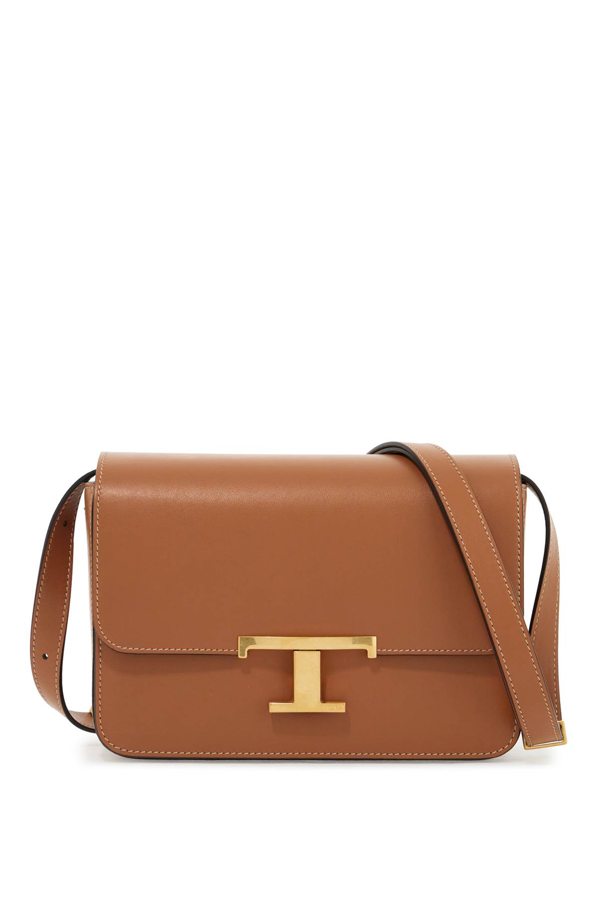 Shop Tod's Timeless T Shoulder Bag With Strap In Leather Brown