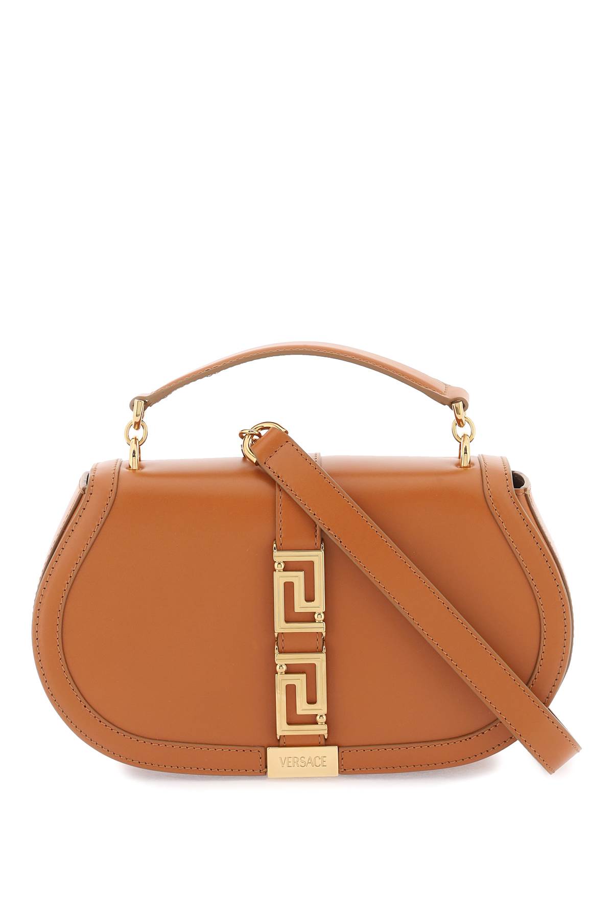 Versace Greca Goddess Shoulder Bag In Caramel  Gold (brown)