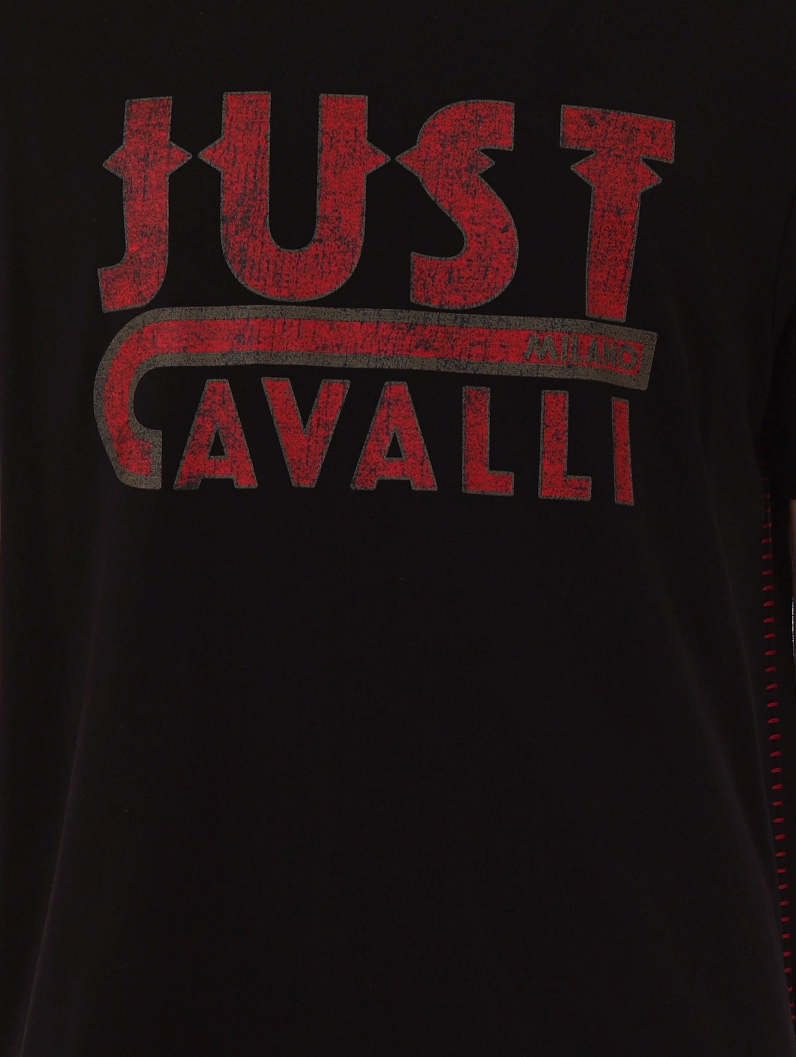 Roberto Cavalli Black T-shirt With Just Cavalli Logo In Black