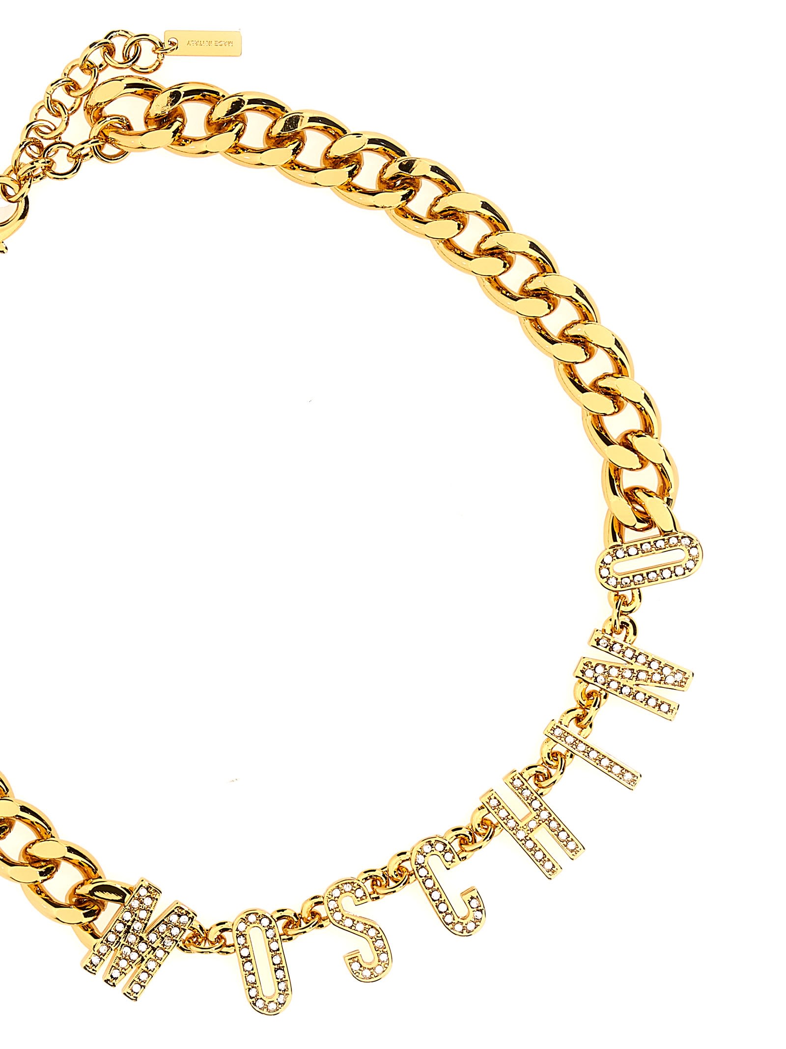 Shop Moschino Logo Necklace In Gold