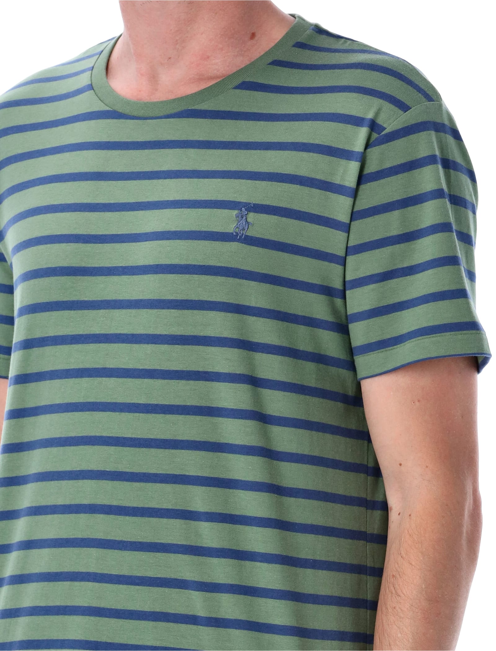 Polo Ralph Lauren Custom Slim Fit Striped Jersey T-shirt In Green