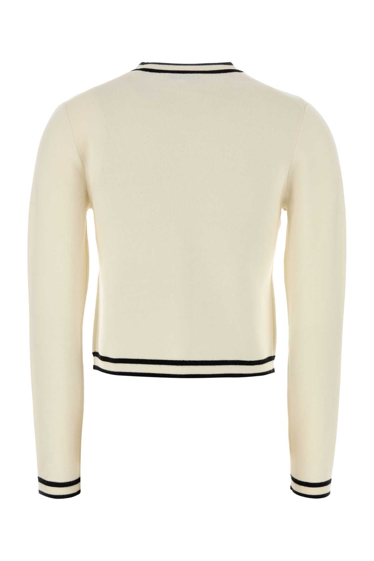 Tory Burch Ivory Stretch Wool Blend Kendra Cardigan In Ivory