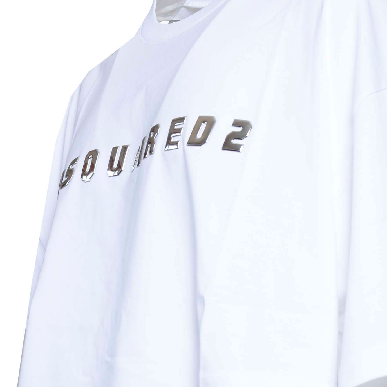 Shop Dsquared2 Cropped Oversize Fit T-shirt In Bianco