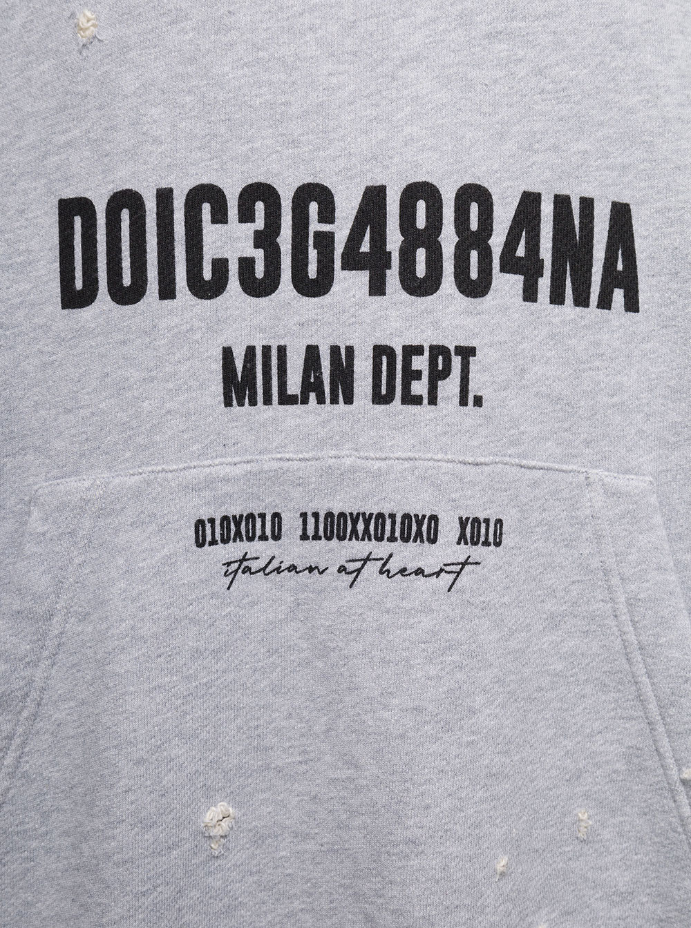 Shop Dolce & Gabbana Oversized Grey Hoodie With Logo Print In Cotton Man