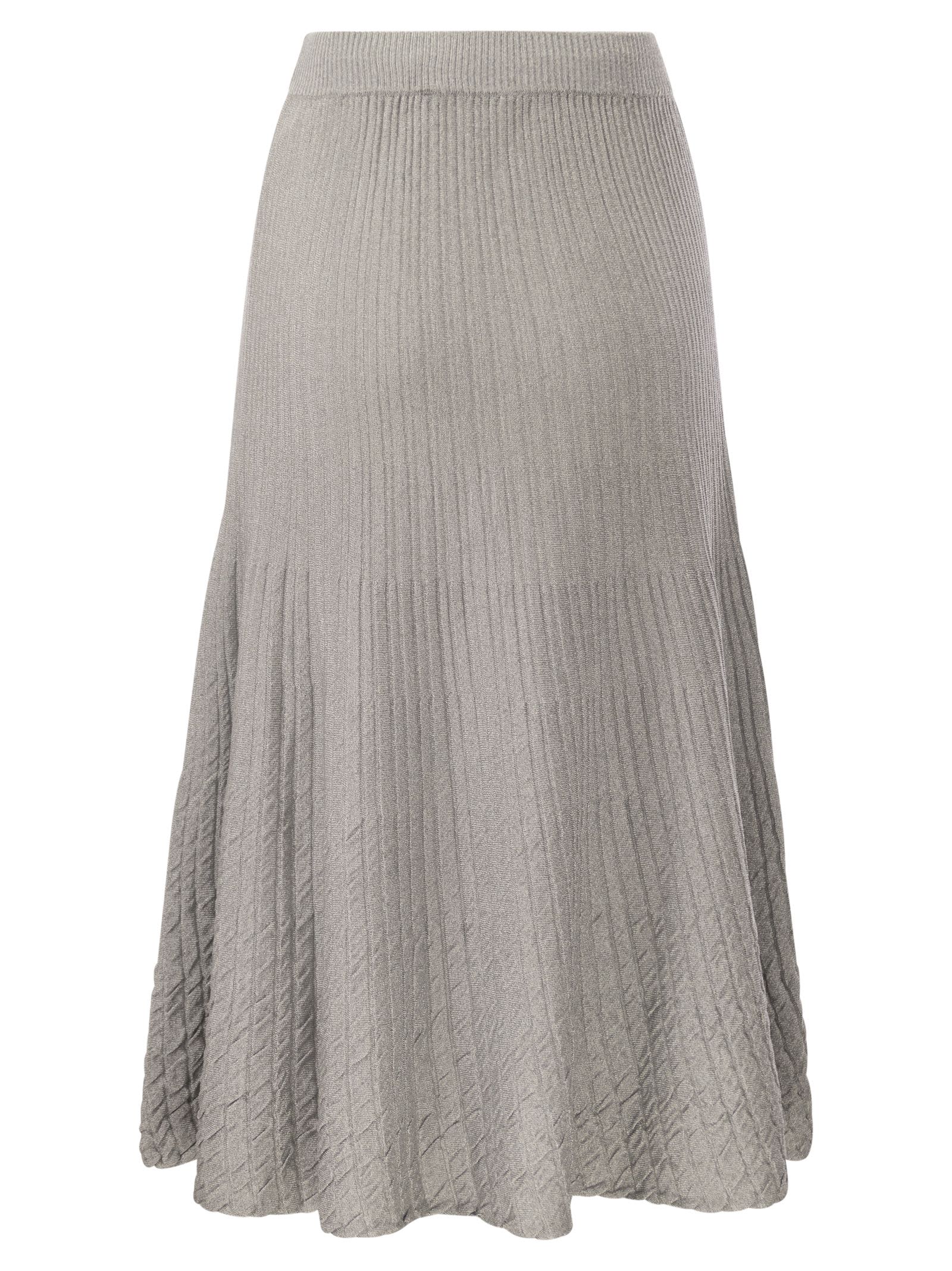 Shop Elisabetta Franchi Metallised Viscose Midi Skirt In Grey