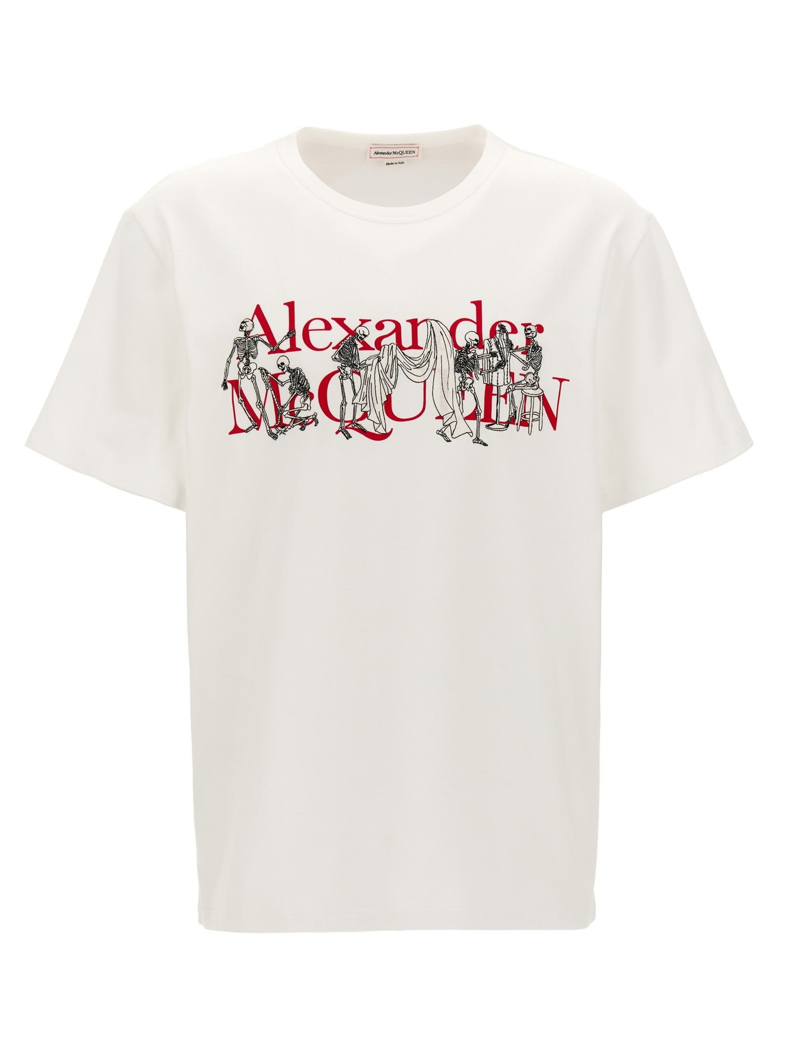 Shop Alexander Mcqueen Embroidery Logo Print T-shirt In White