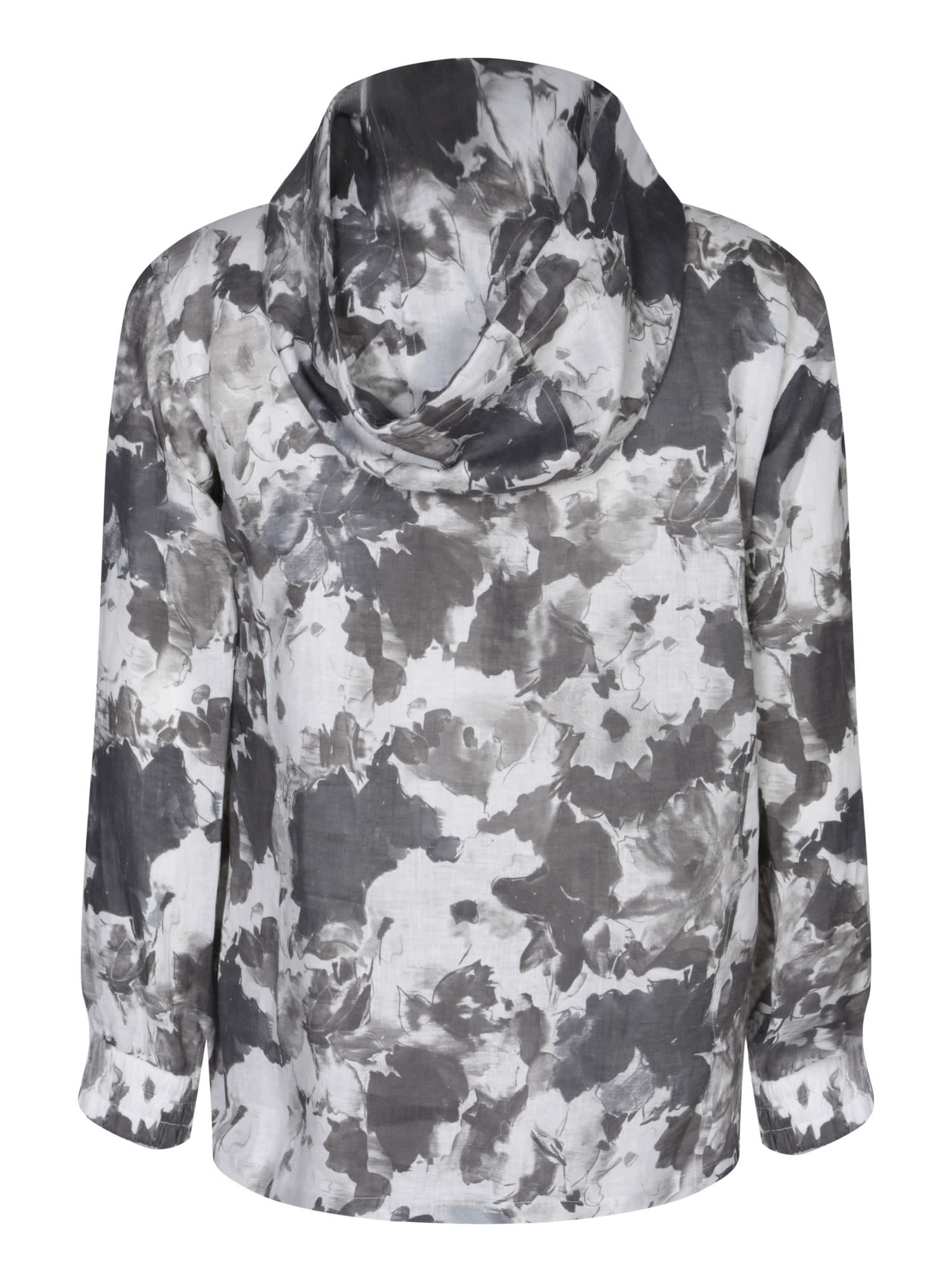 Shop Kiton Zip Hoodie With Grey/white Pattern