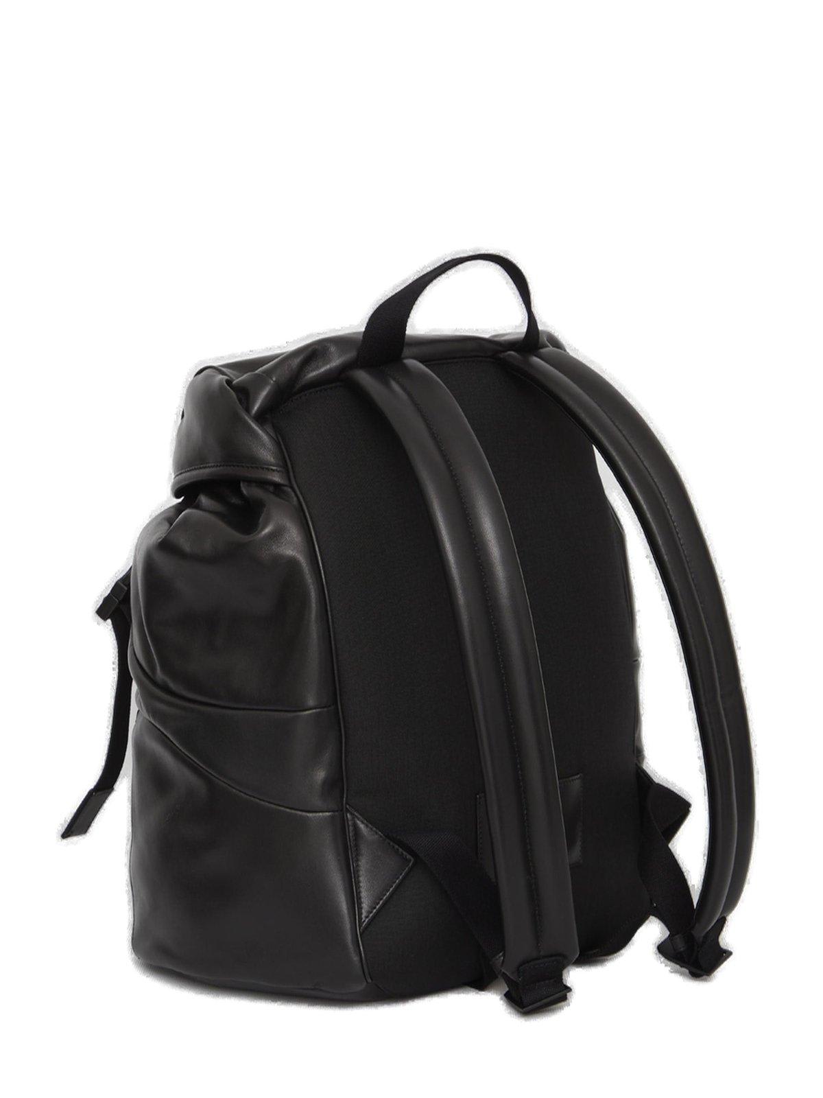 Shop Saint Laurent Logo Printed Buckle Fastening Backpack In Black
