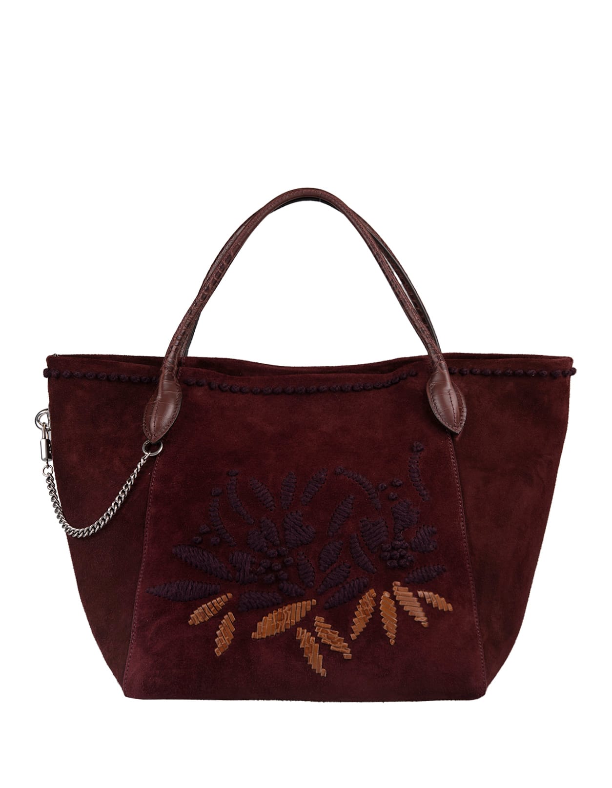 Brown Medium Margot Bag With Hand Embroidery