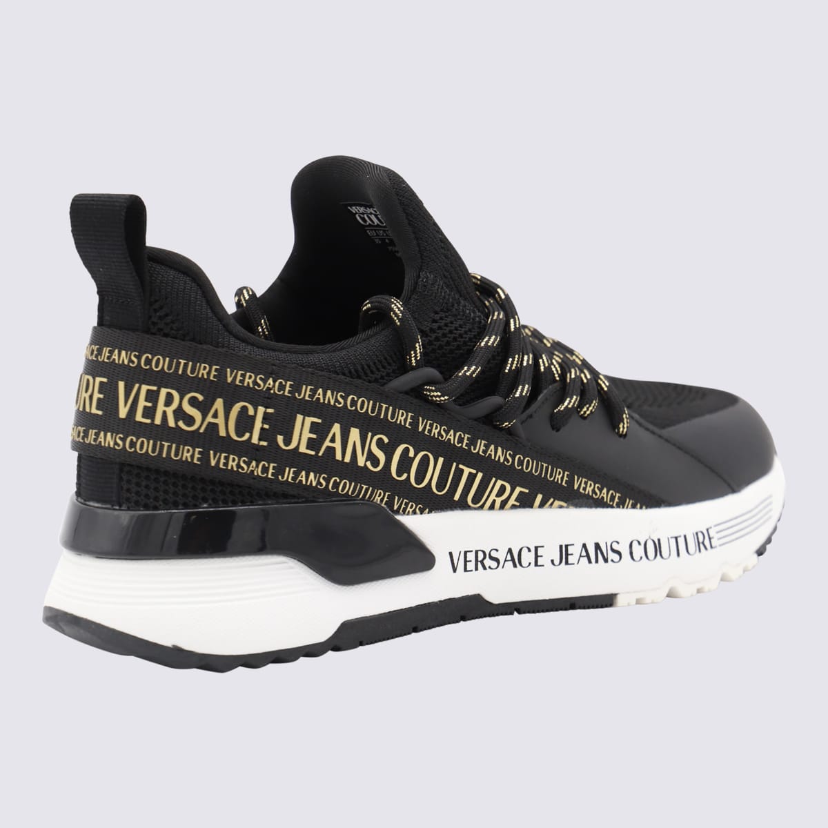 VERSACE JEANS COUTURE BLACK AND GOLD SNEAKERS