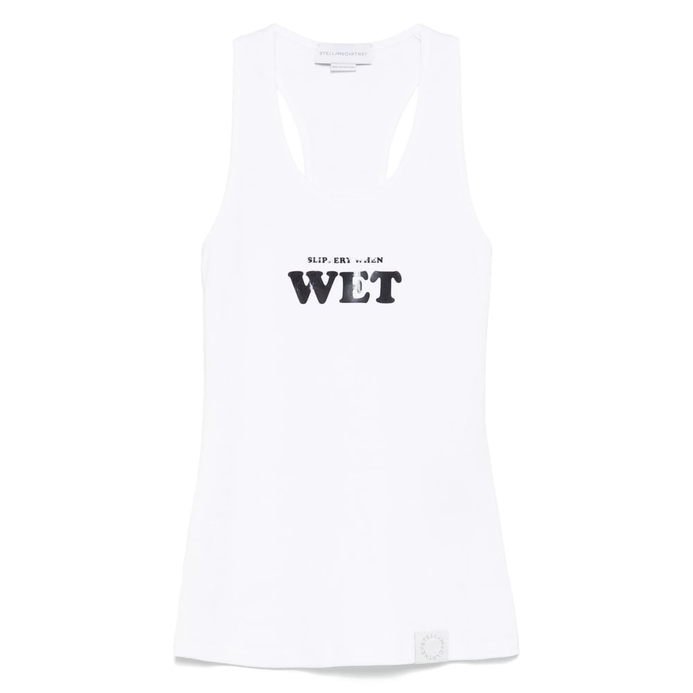Stella Mccartney Wet Tank Top Slippery When Graphic Print In White