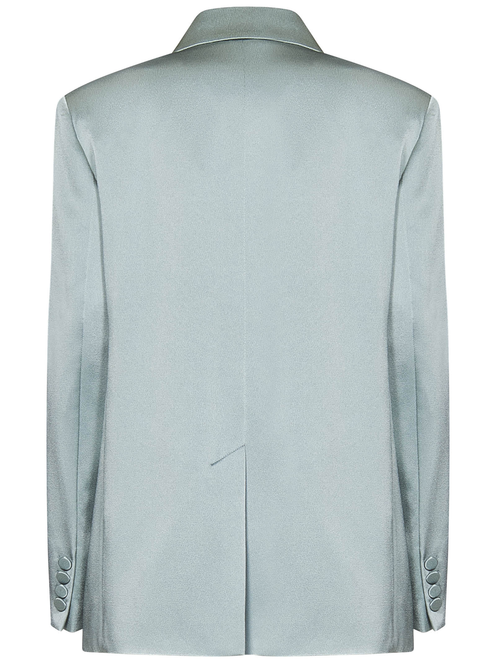 Shop Max Mara Double-breasted Blazer In Envers Satin In Light Blue