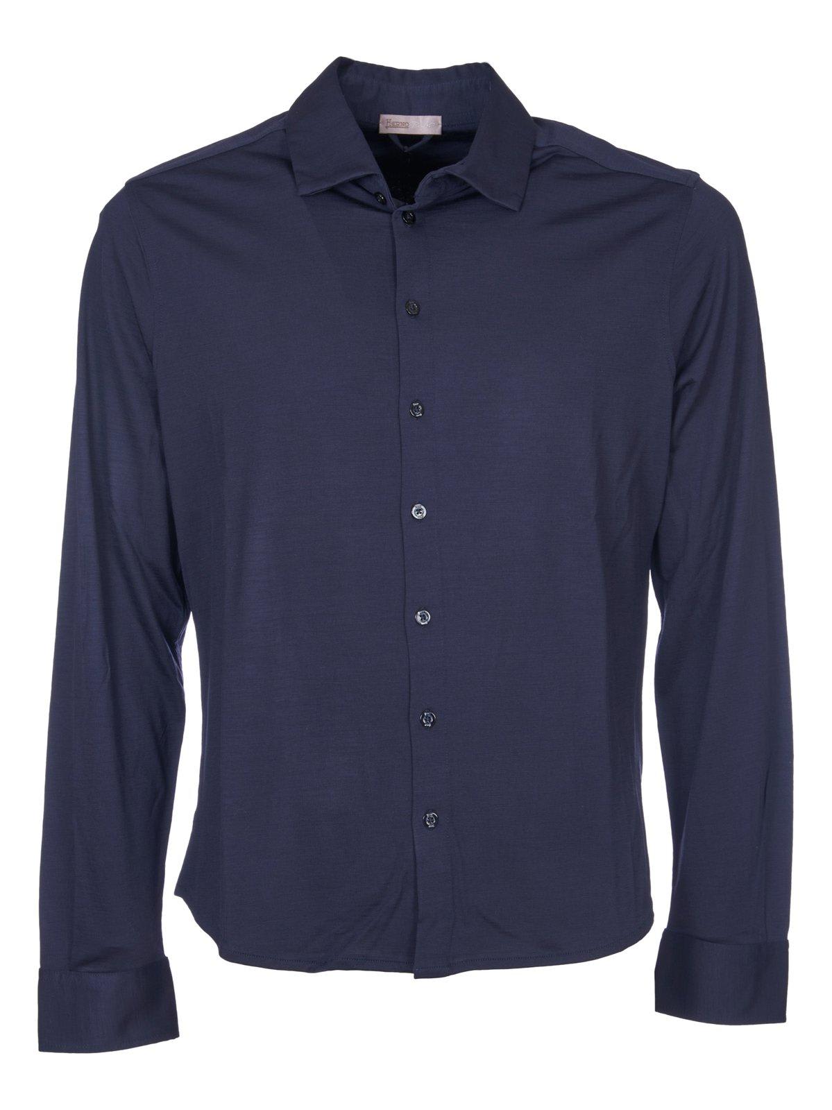 Shop Herno Buttoned Long-sleeved Shirt In Blu