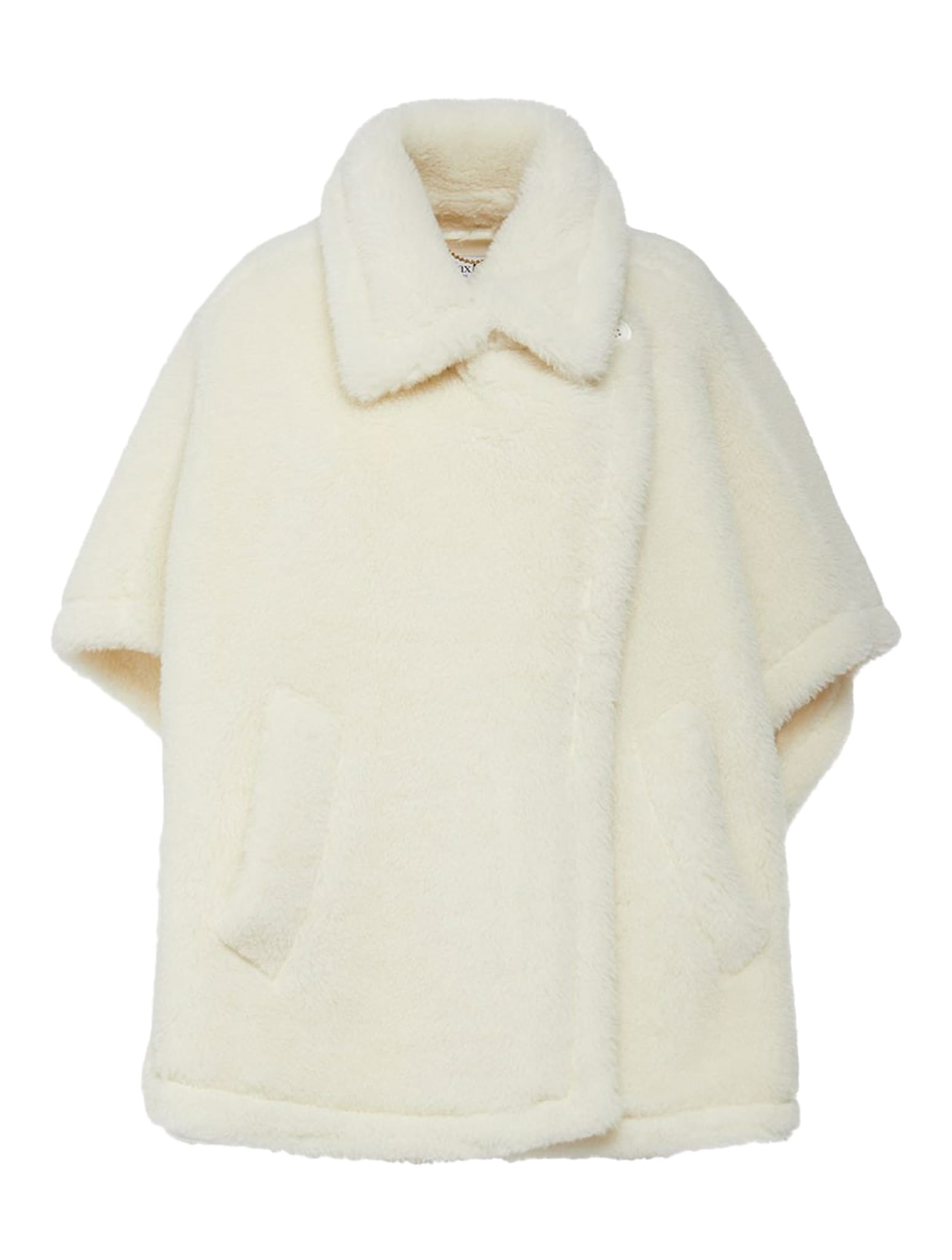 Max Mara Cape In Alpaca And Wool Teddy Fabric In White