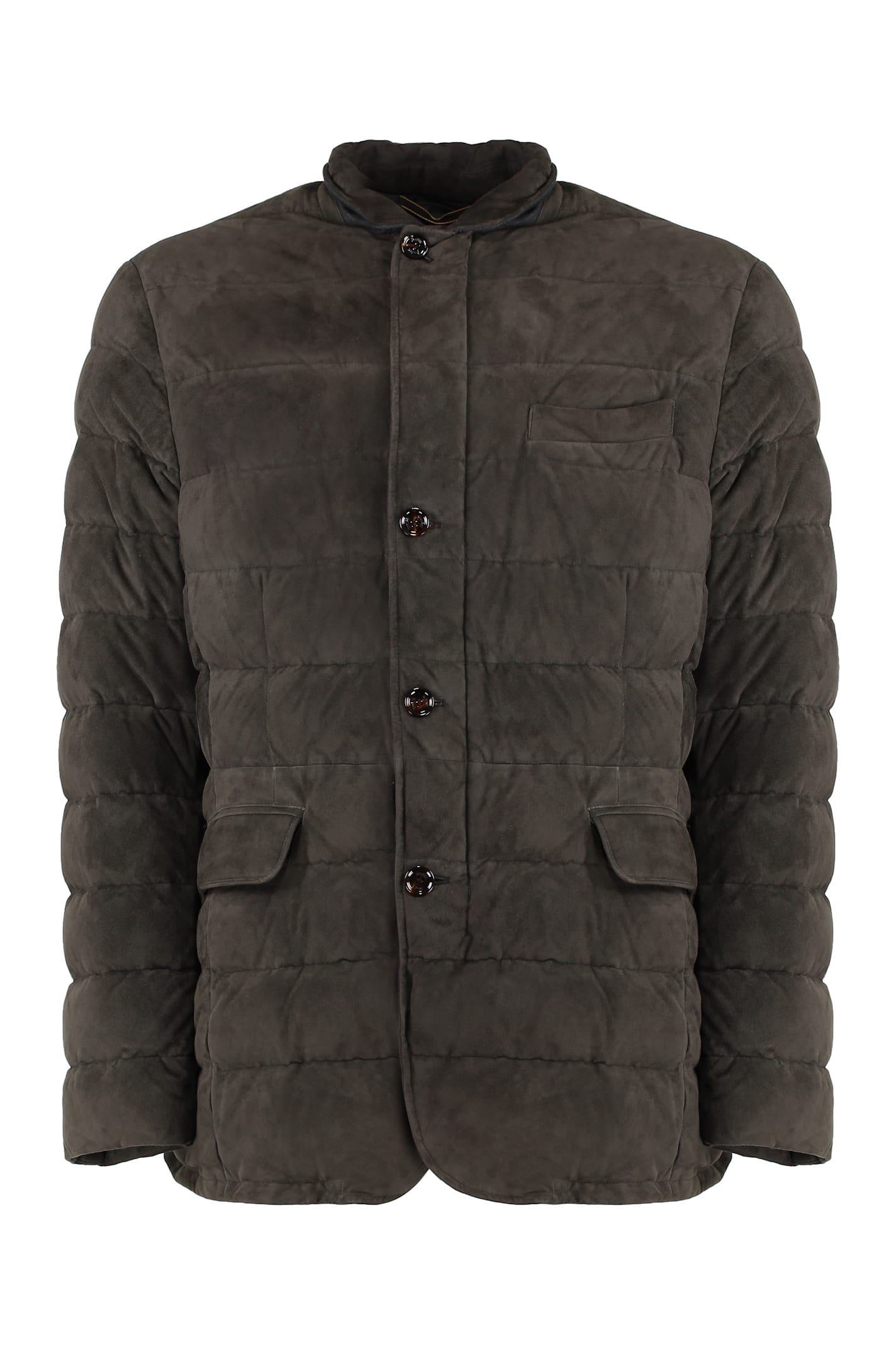 Moorer Suede Quilted Jacket In Black