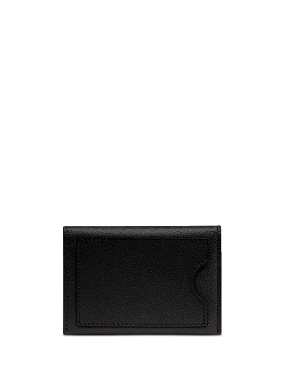 Ferragamo Black Leather Card Holder In Black