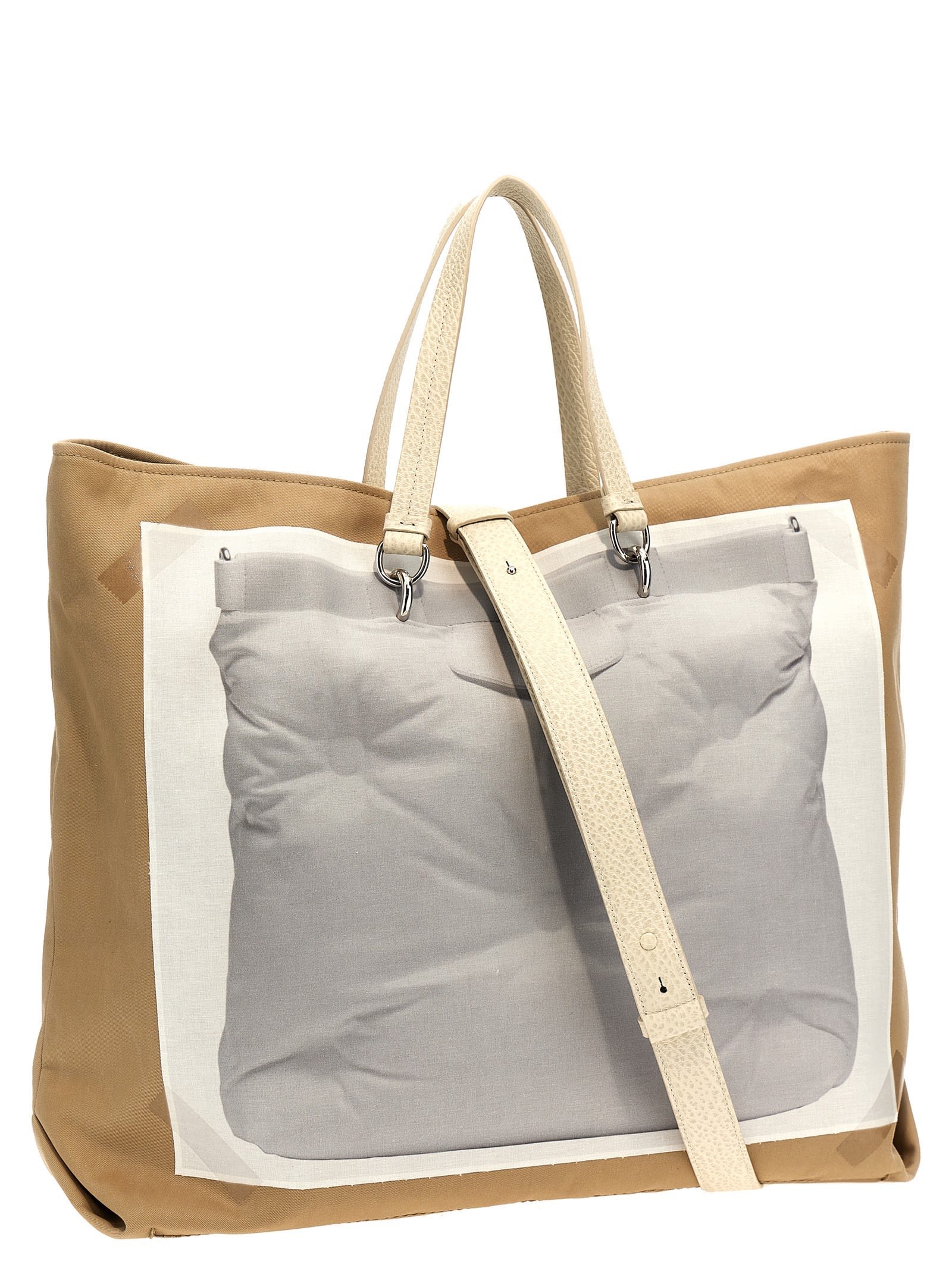 Shop Maison Margiela Trompe Loeil 5ac Classique Medium Shopping Bag In Beige