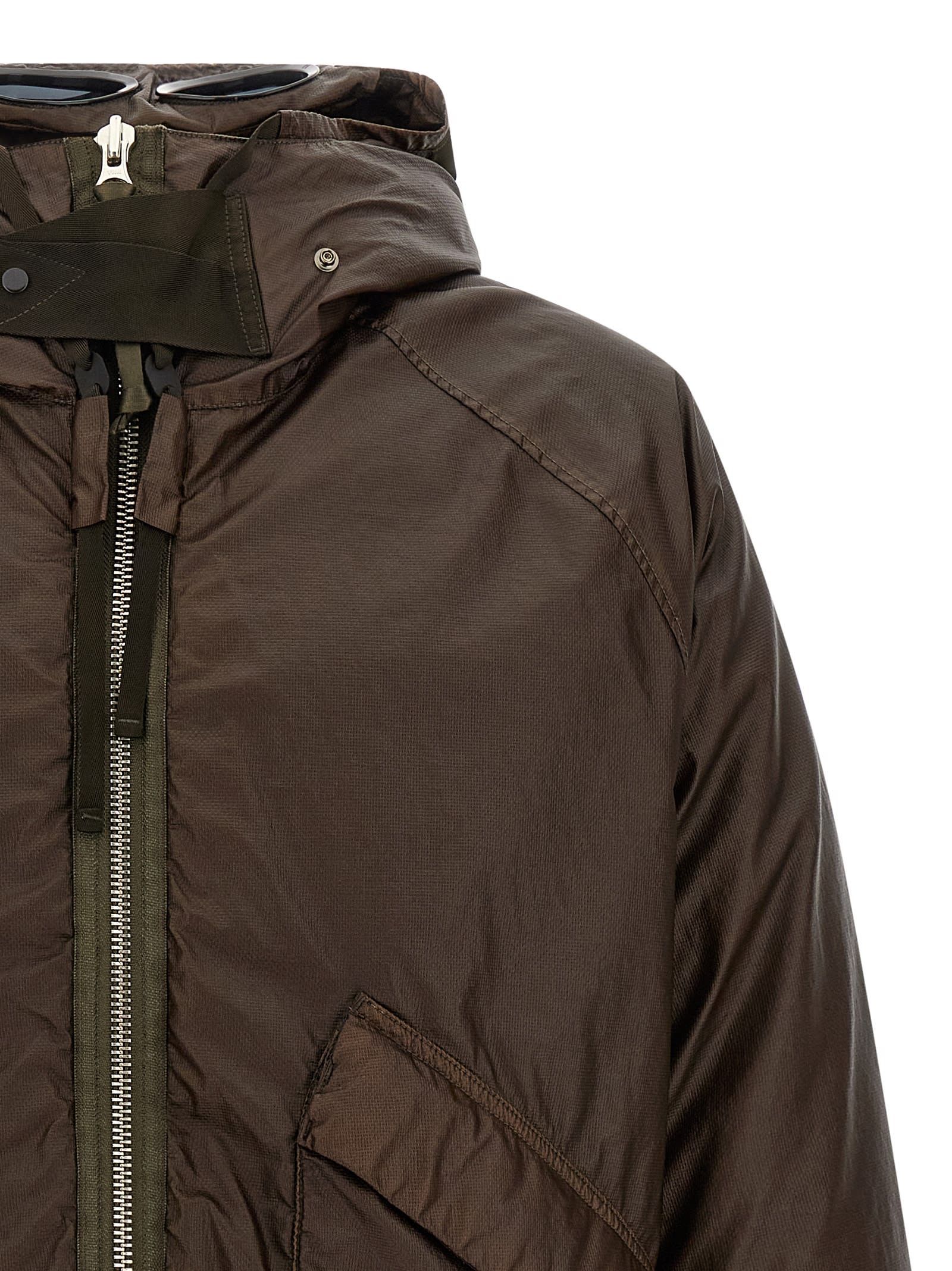 C.p. Company Long Sleeve Outerwear Jacket Pockets In Brown