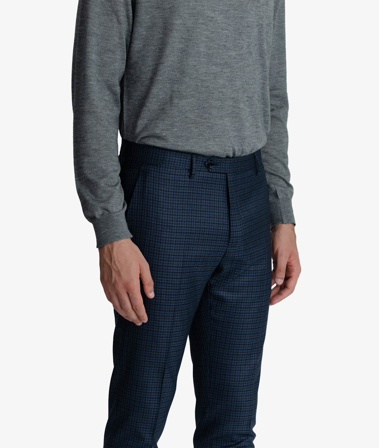 Shop Larusmiani Trousers Checked Pants In Dark Blue Check