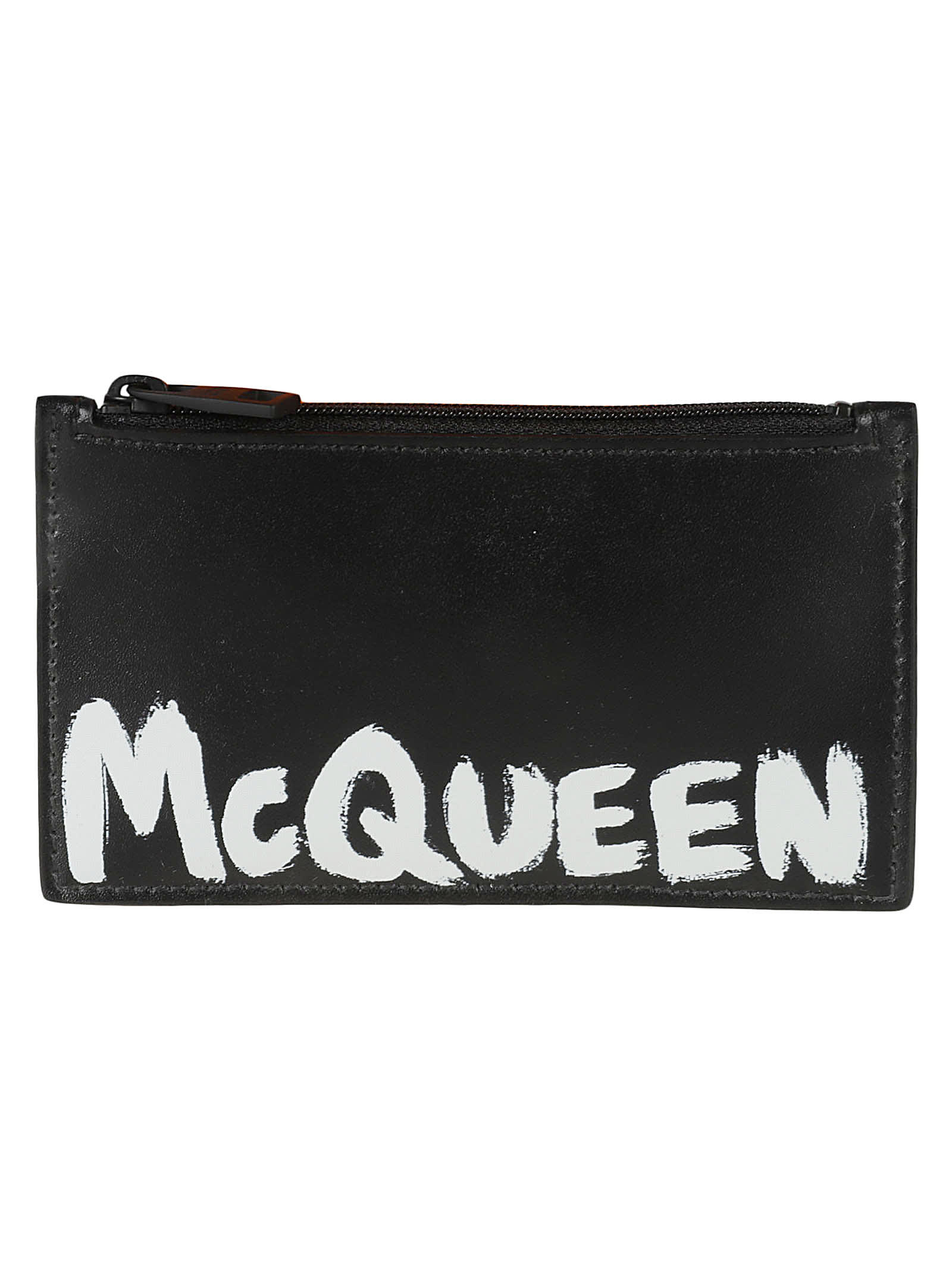 Shop Alexander Mcqueen Mcqueen Zip Coin Card Holder In Black/white