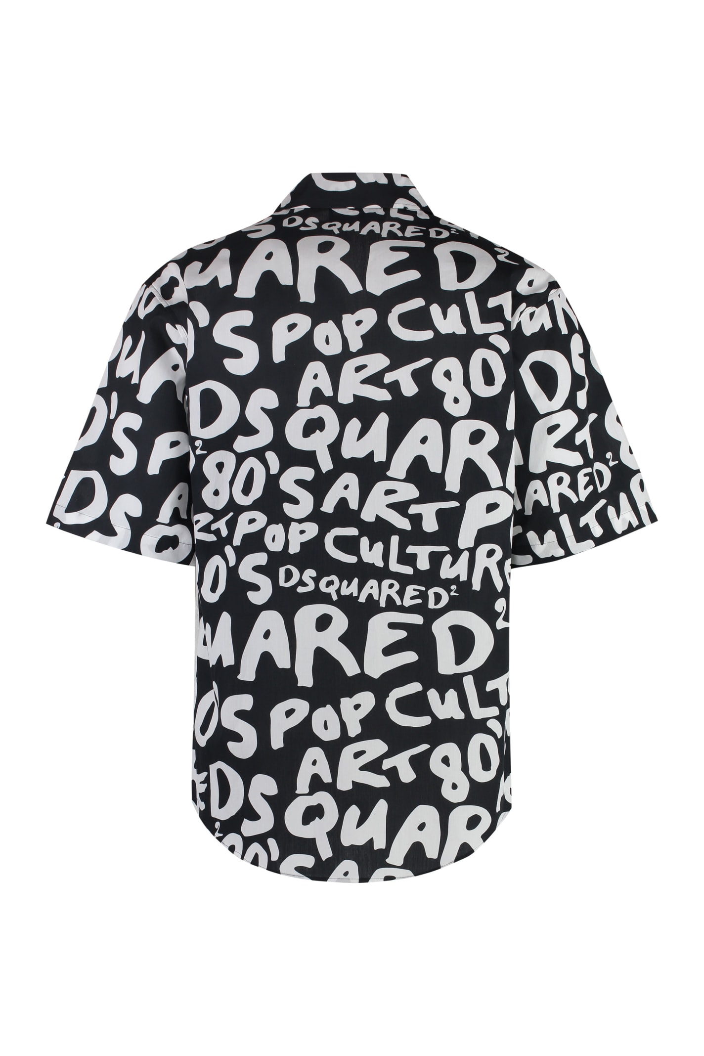 Shop Dsquared2 Printed Cotton Shirt In Black
