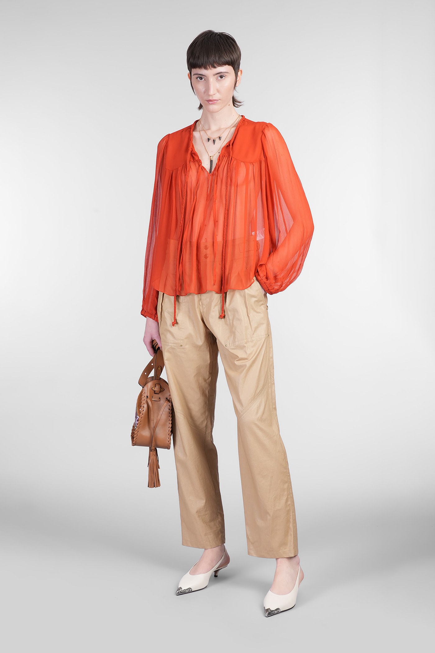Shop Isabel Marant Ametissa Blouse In Orange Silk