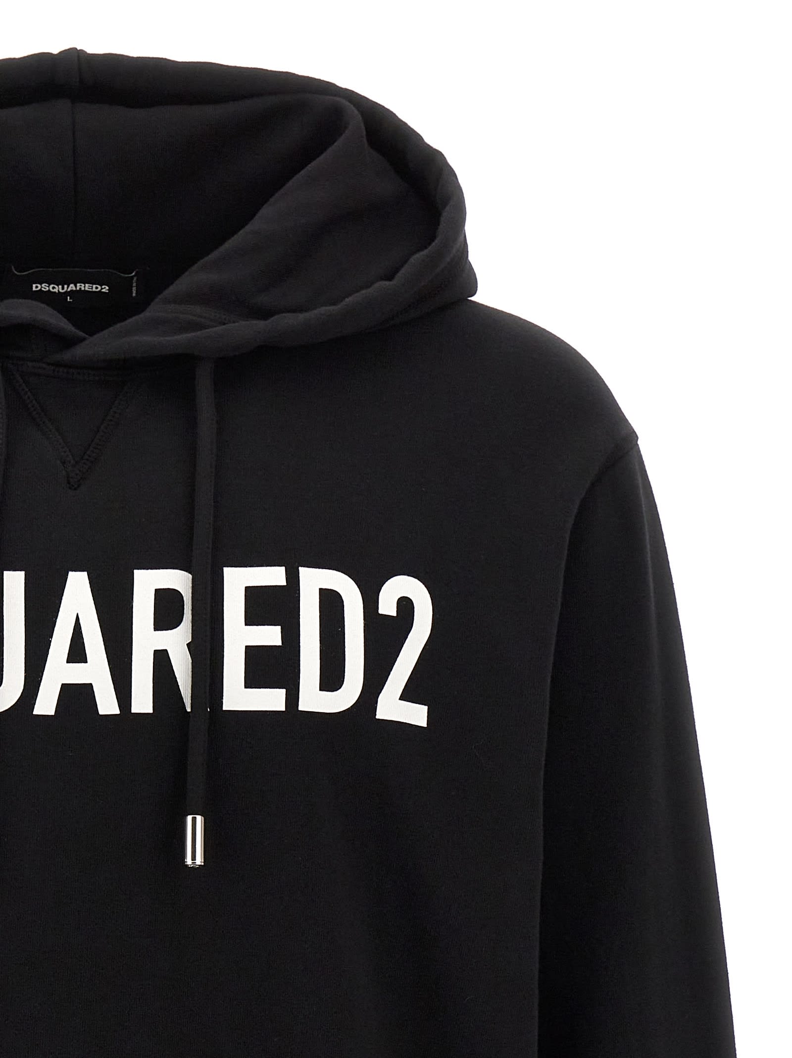 Shop Dsquared2 Logo Print Hoodie In White/black