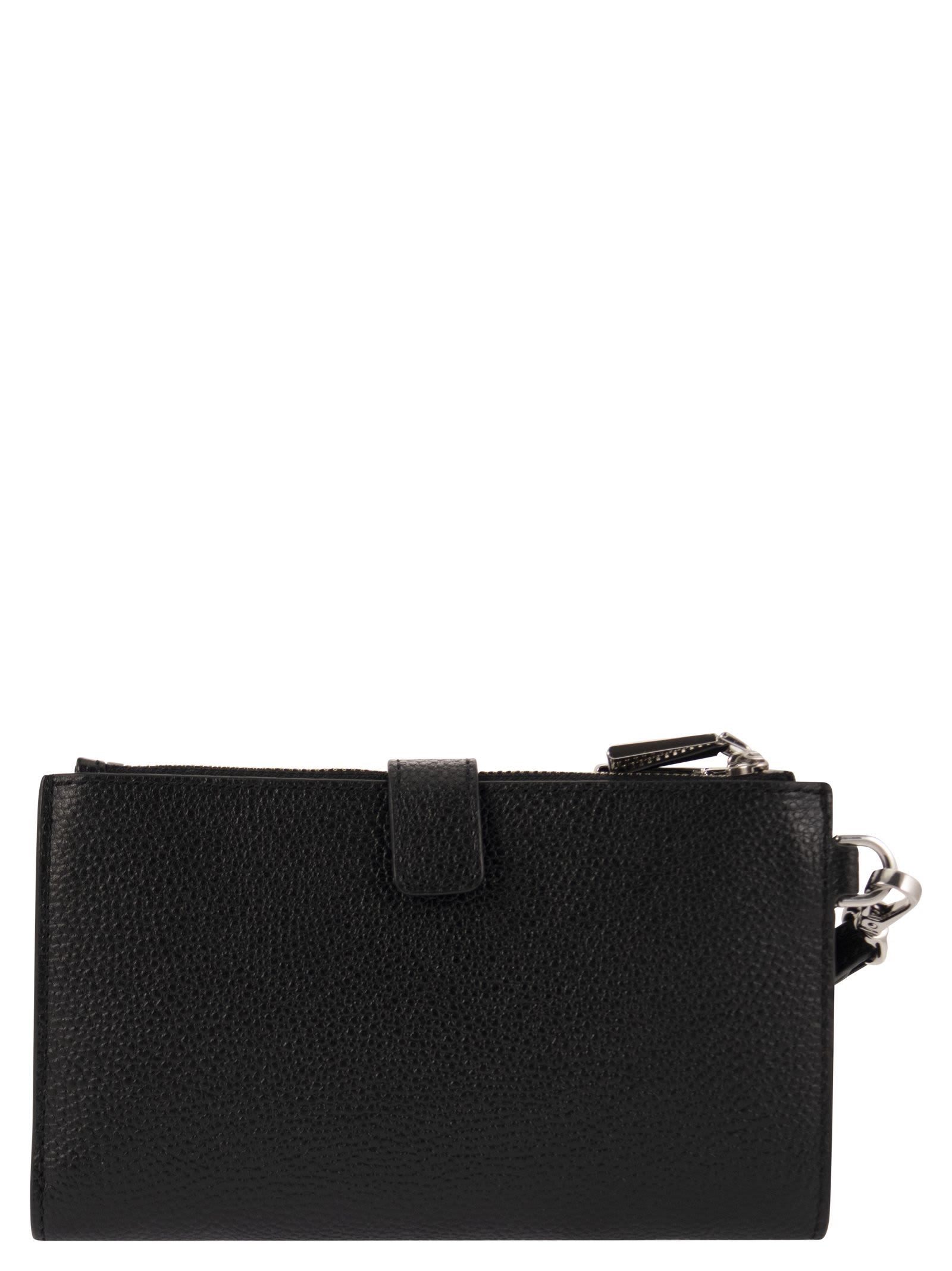 Shop Michael Kors Grained Leather Smartphone Wallet In Black