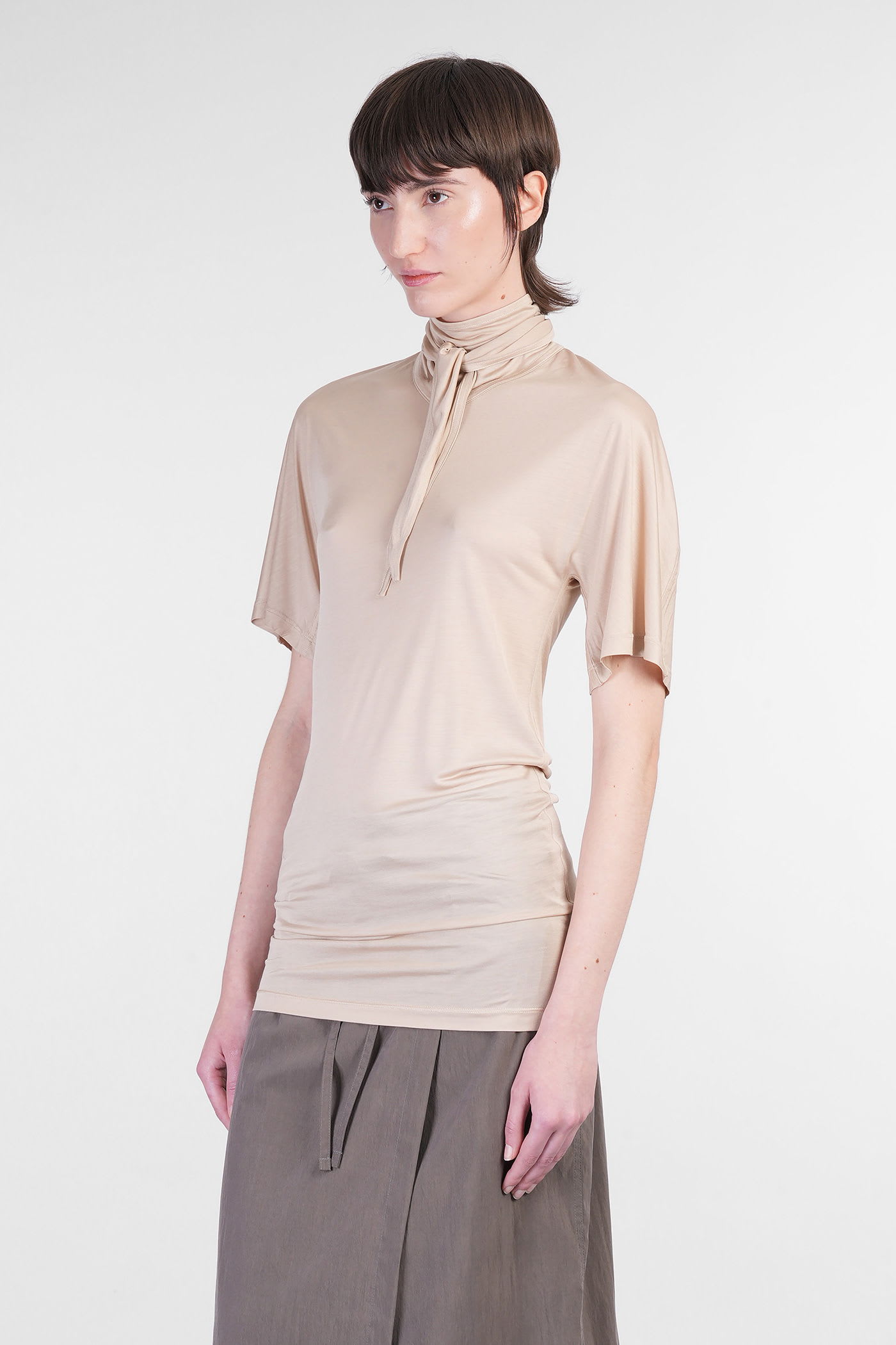 Lemaire T-shirt In Beige Silk