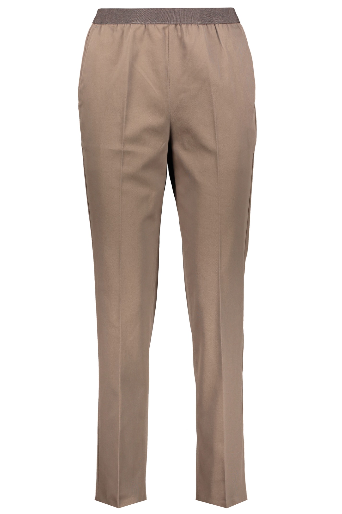 Agnona Cotton Trousers In Brown