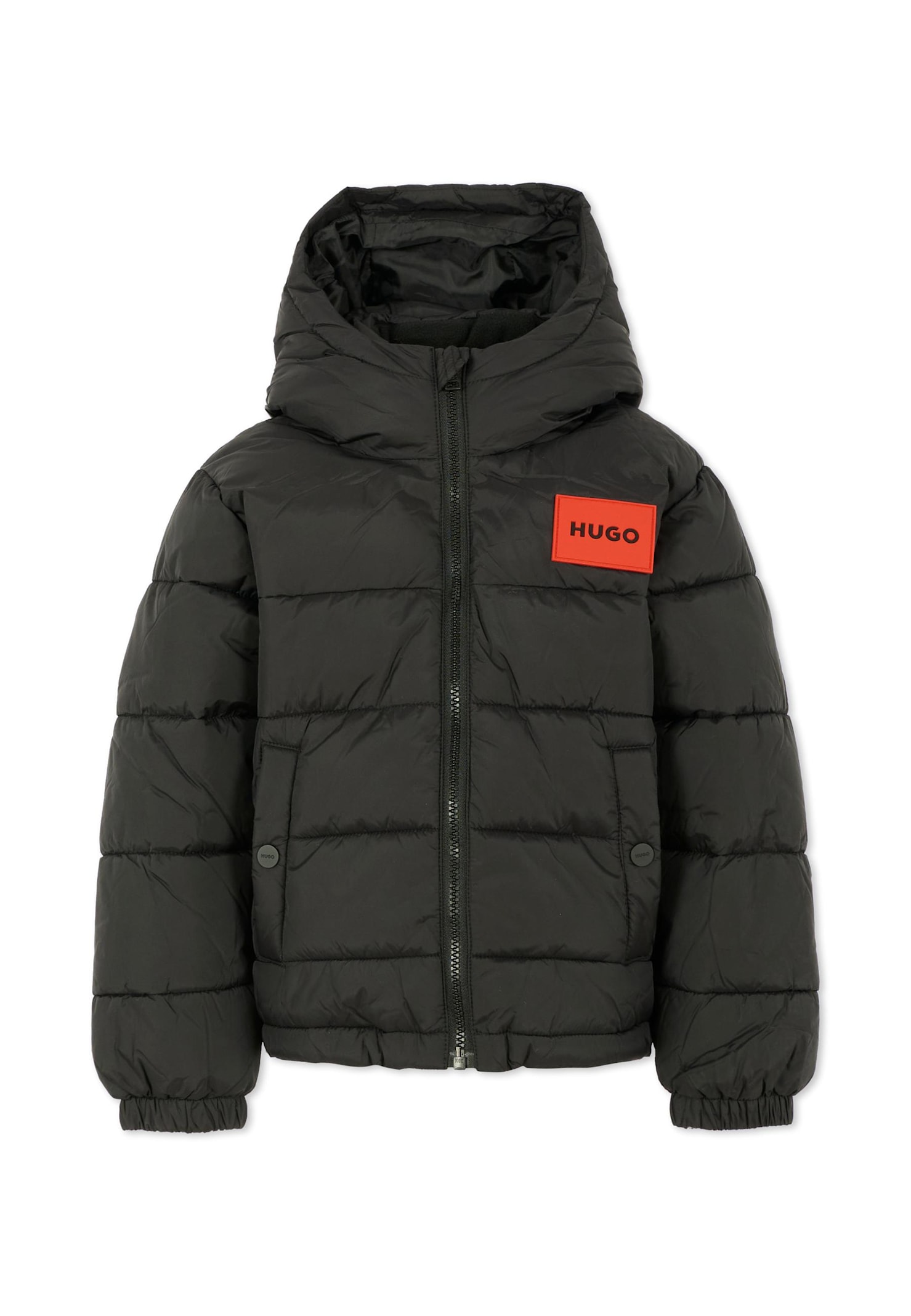 Hugo Boss Black Down Jacket For Boy With Logo In Black