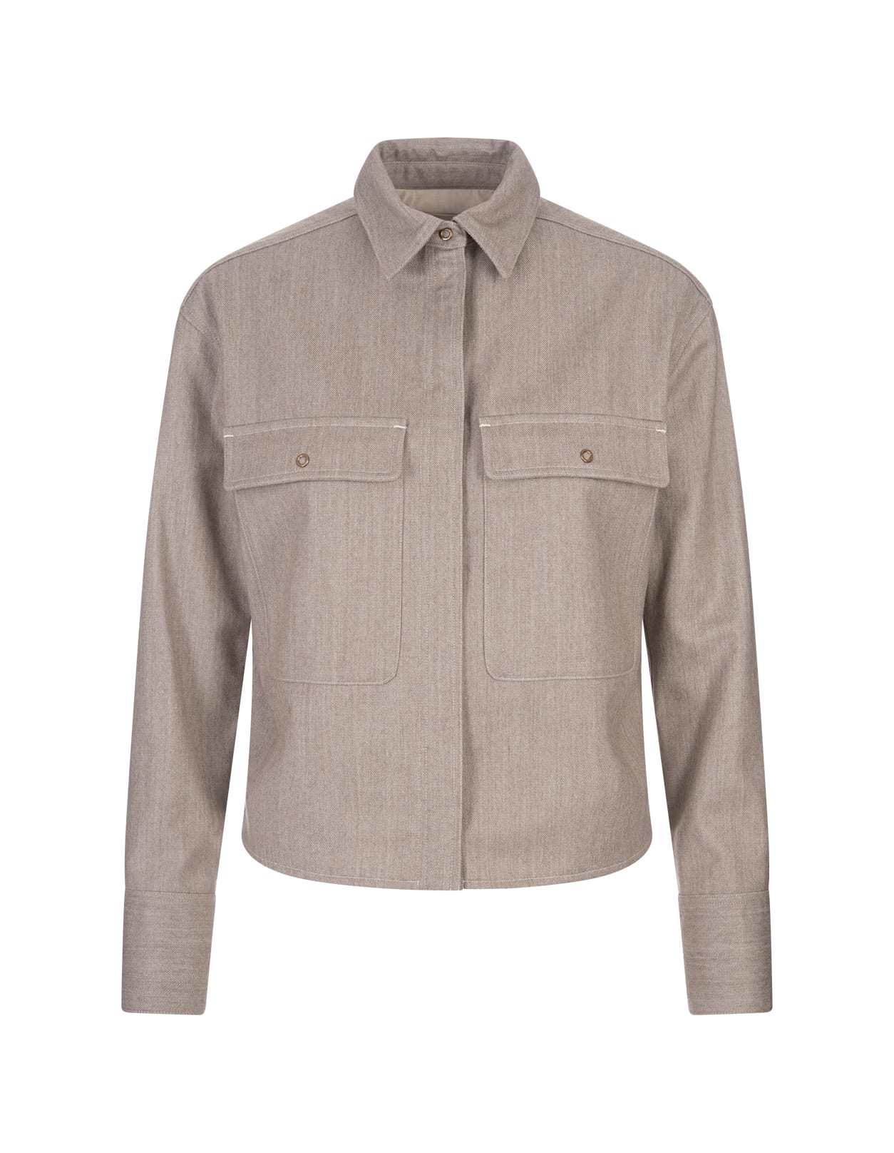 Shop Agnona Canvas Denim Shirt In Brown