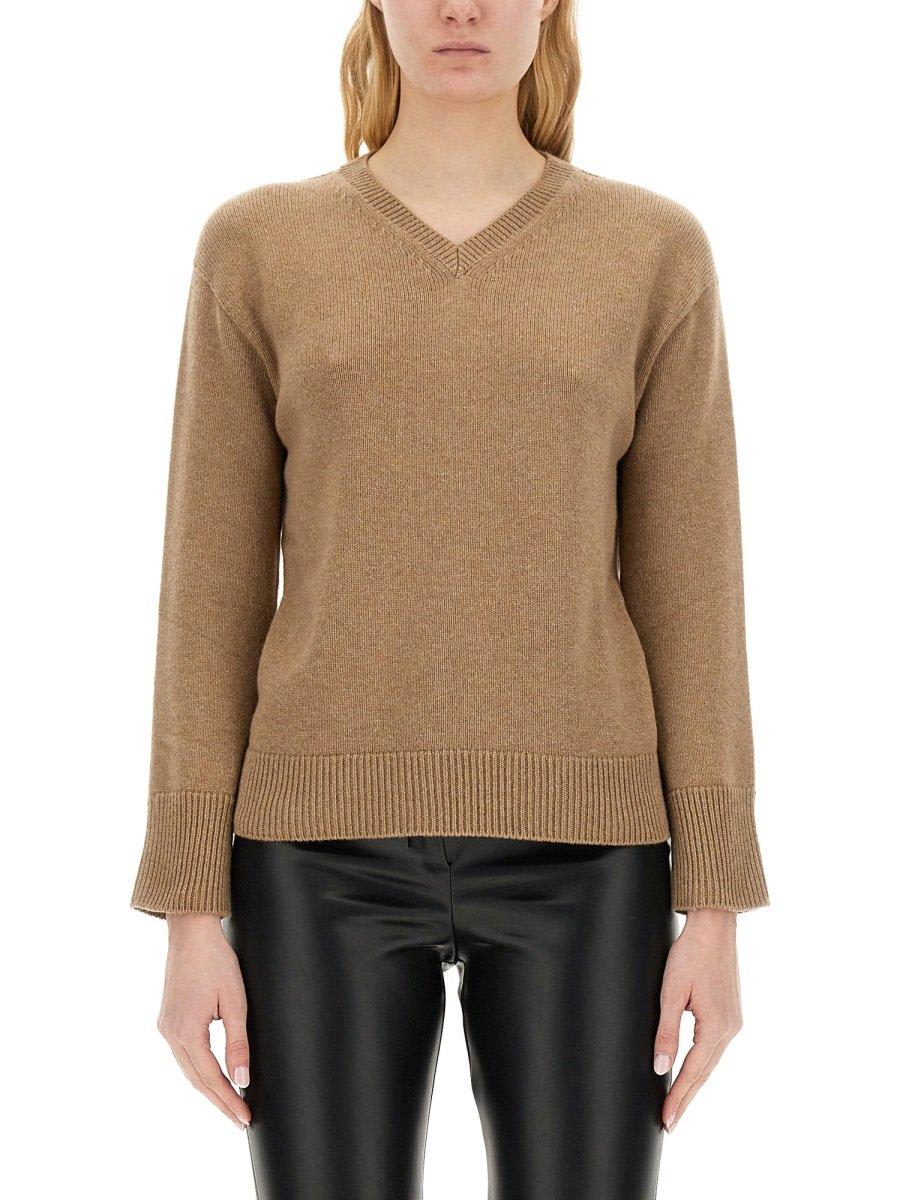 Shop 's Max Mara Vneck Longsleeved Jumper In Beige