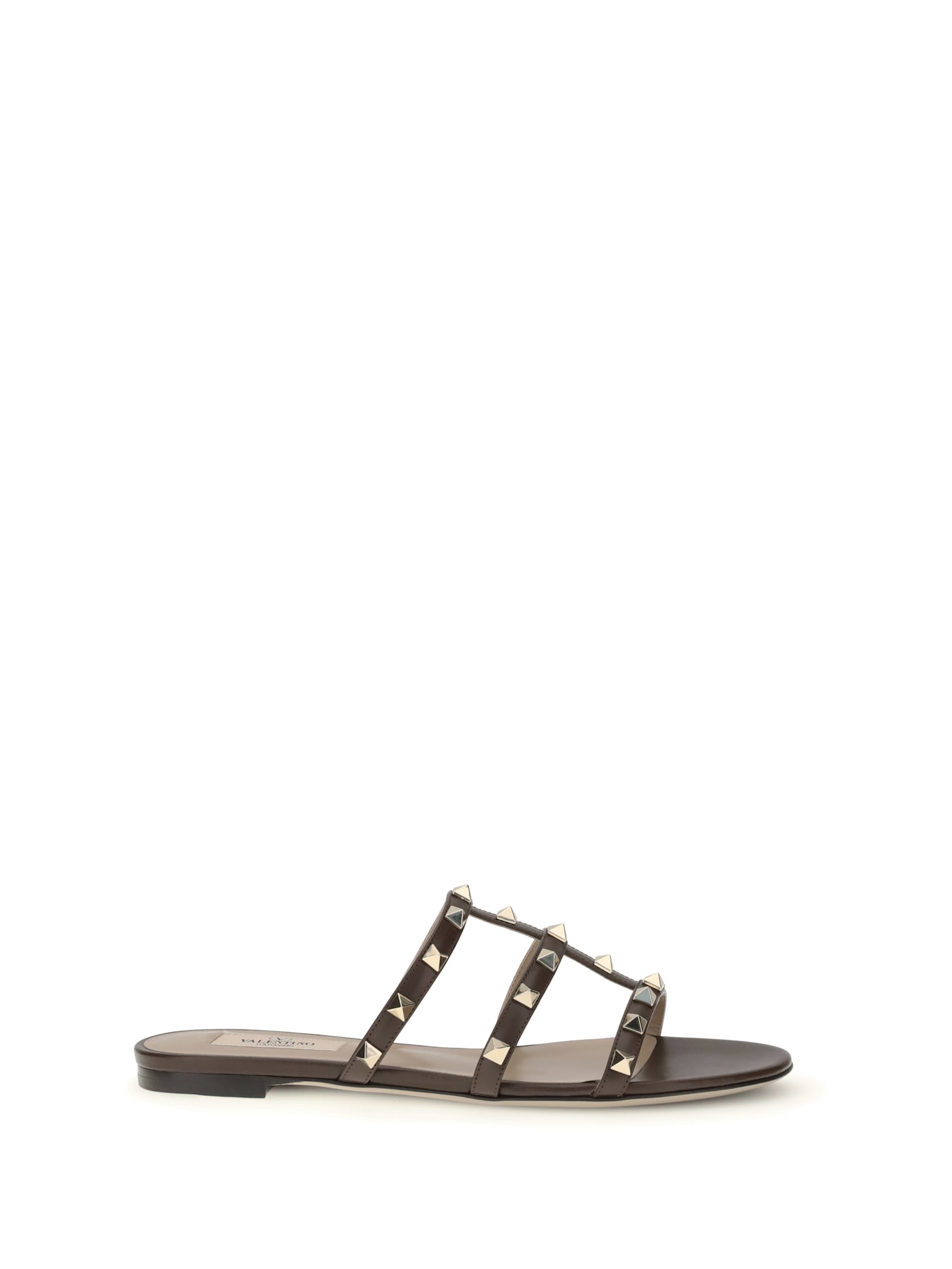 Valentino Strappy Sandals With Flat Sole Design In Brown