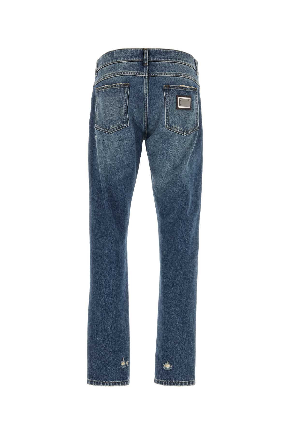Dolce & Gabbana Belt Loops Distressed Denim Trousers In Blue