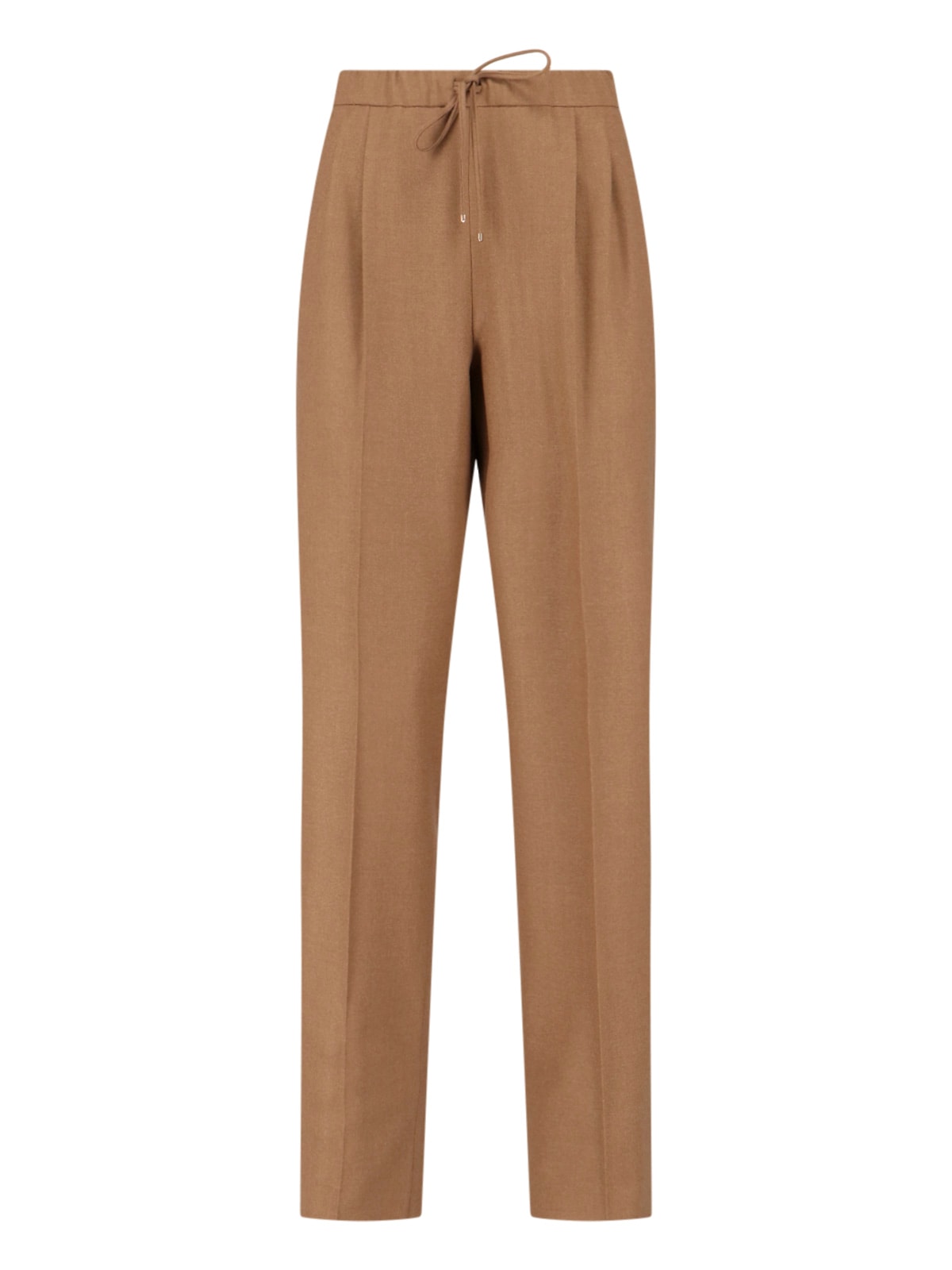 Max Mara Trousers Straight Leg Elastic Waistband In Brown