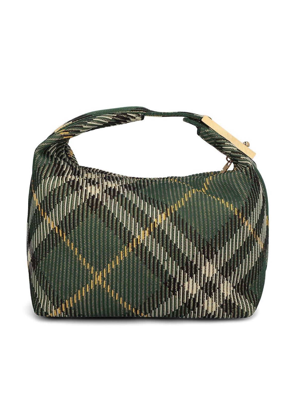 Shop Burberry Medium Peg Check-pattern Tote Bag