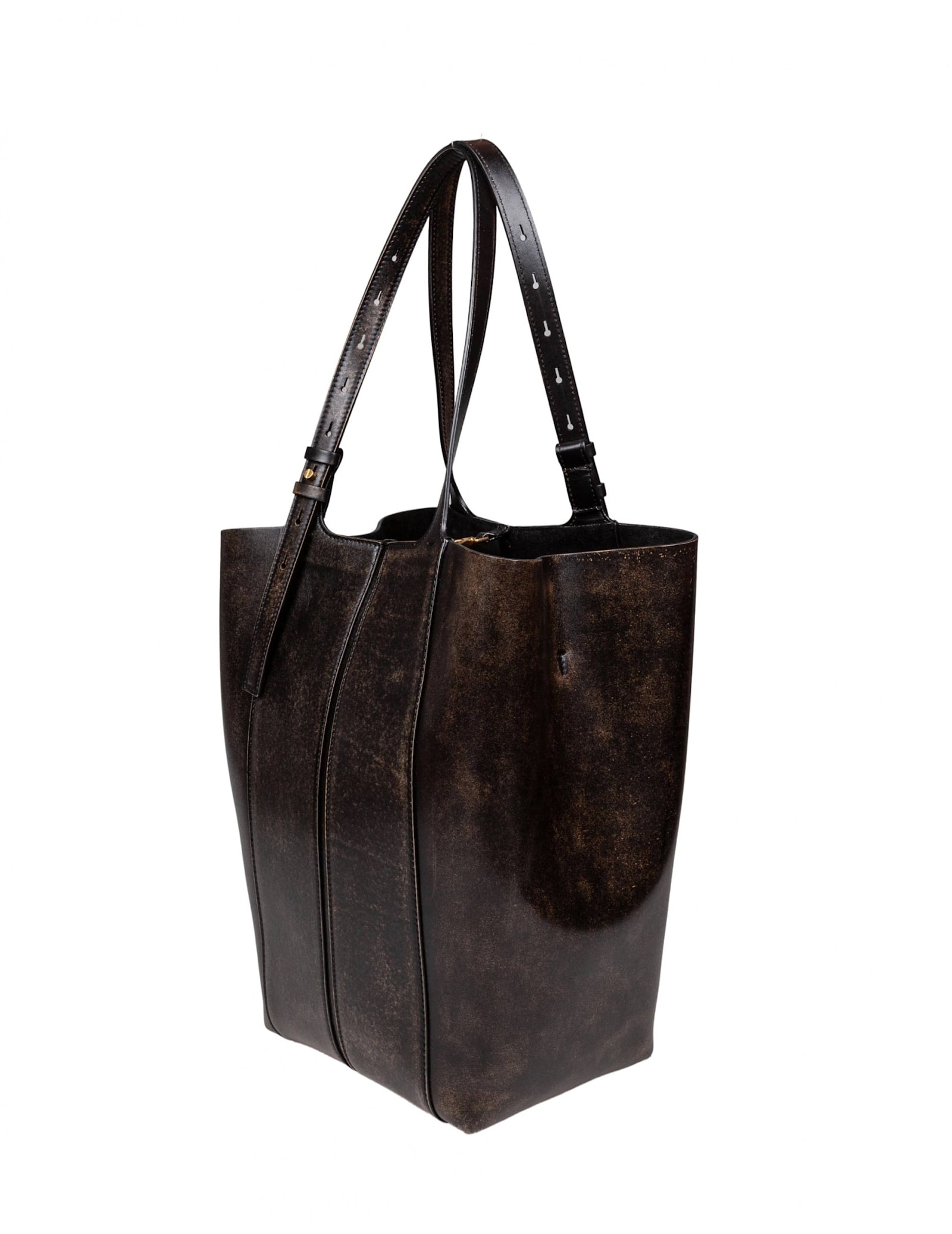 Golden Goose Structured Shoulder Bag In Smooth Calfskin Leather In Black