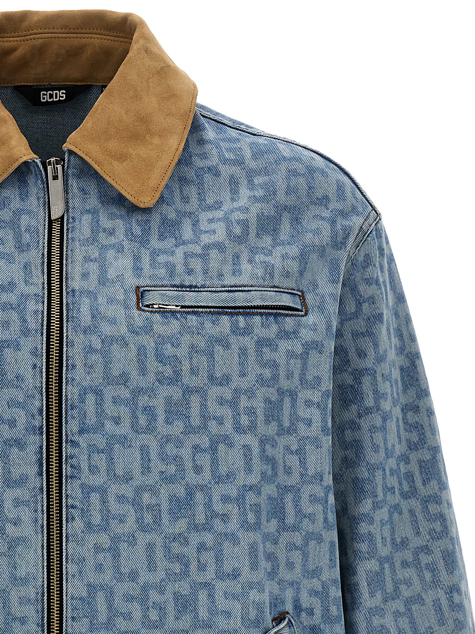 Shop Gcds Monogram Jacket In Light Blue