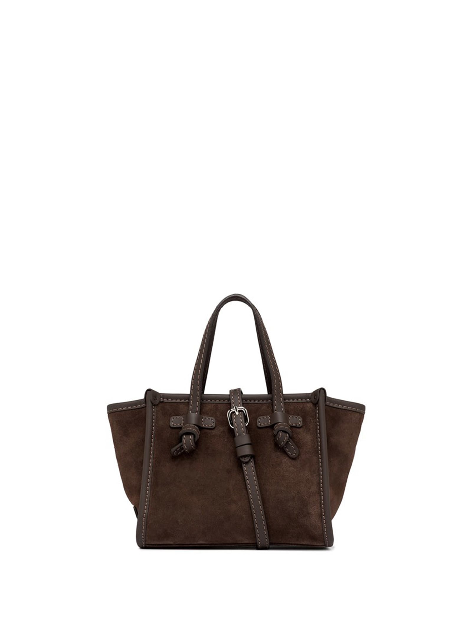 Shop Gianni Chiarini Miss Marcella Suede Shopping Bag In Chocolate