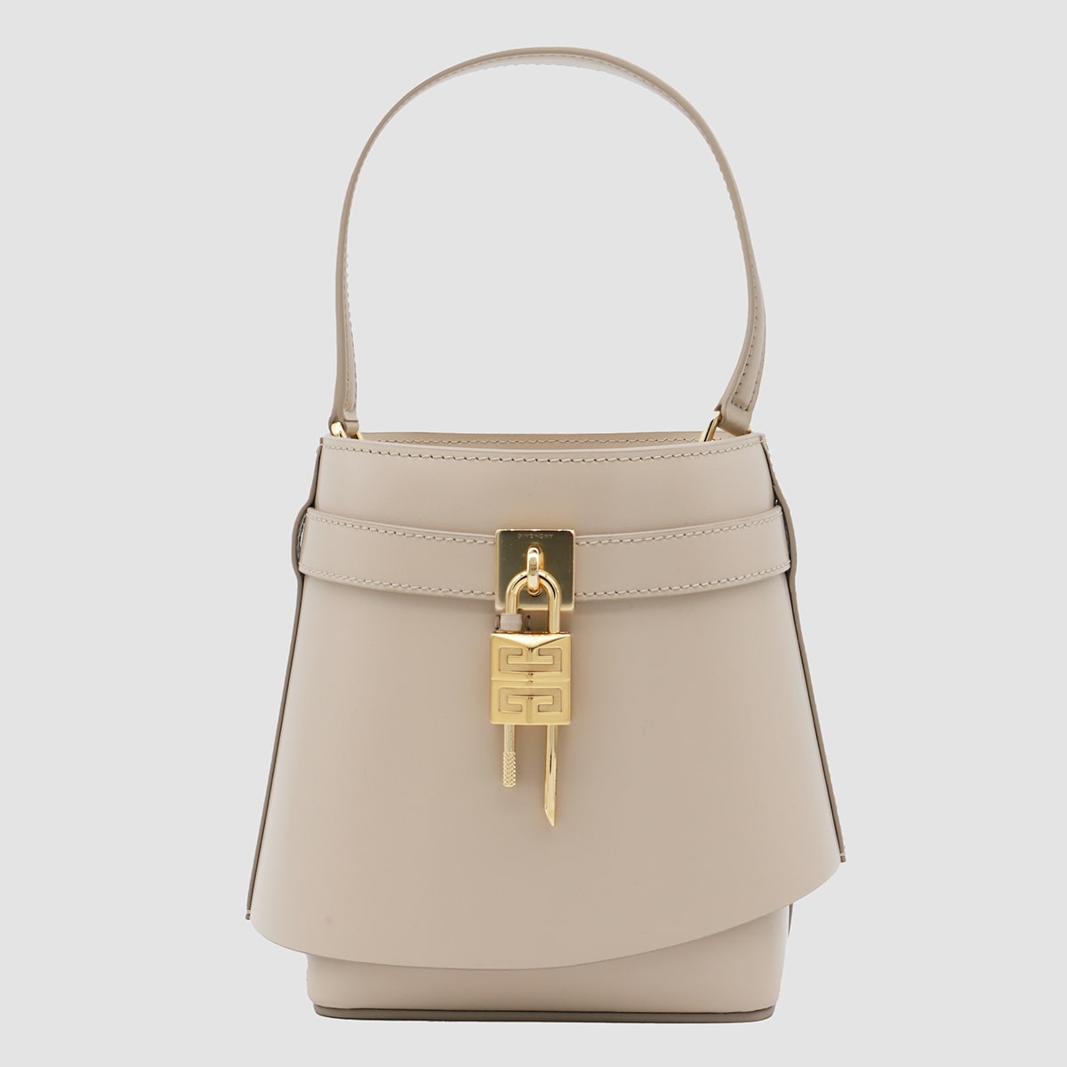 Givenchy Beige Leather Shark Lock Bucket Bag In Natural Beige