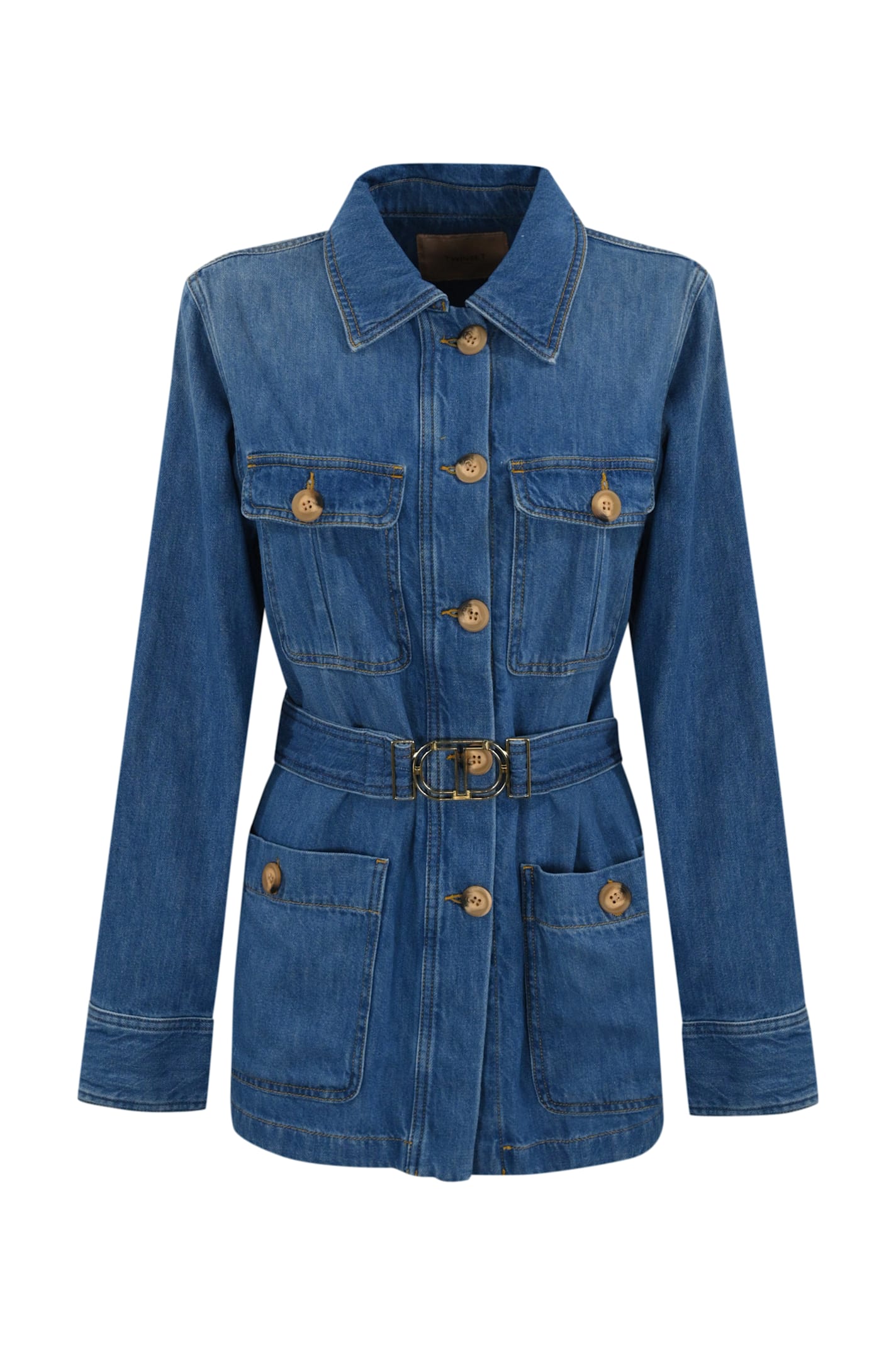 Denim Safari Jacket With Oval-t Belt