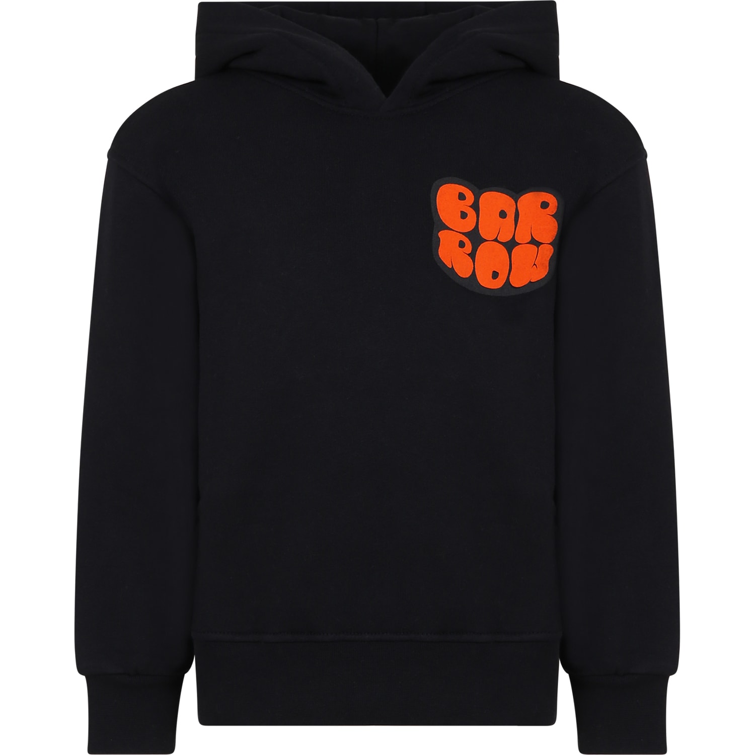 Shop Barrow Black Sweatshirt For Kids With Logo And Smiley In Nero