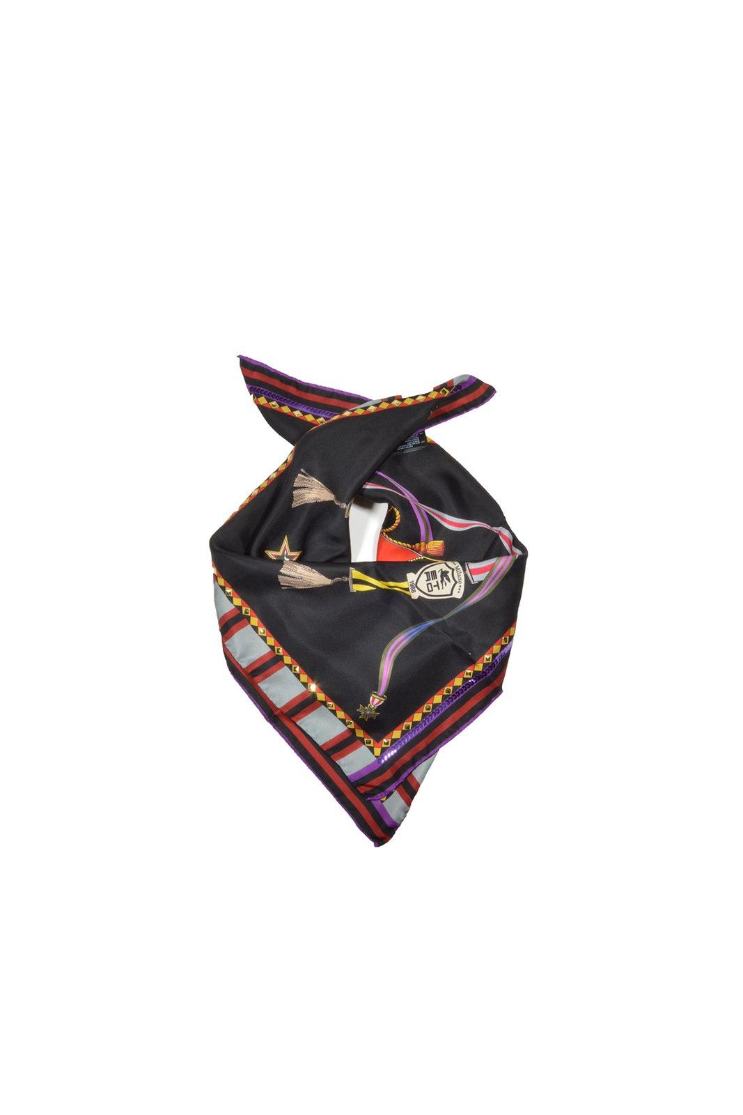 ETRO LOGO-EMBROIDERED STRIPED-DETAILED SCARF
