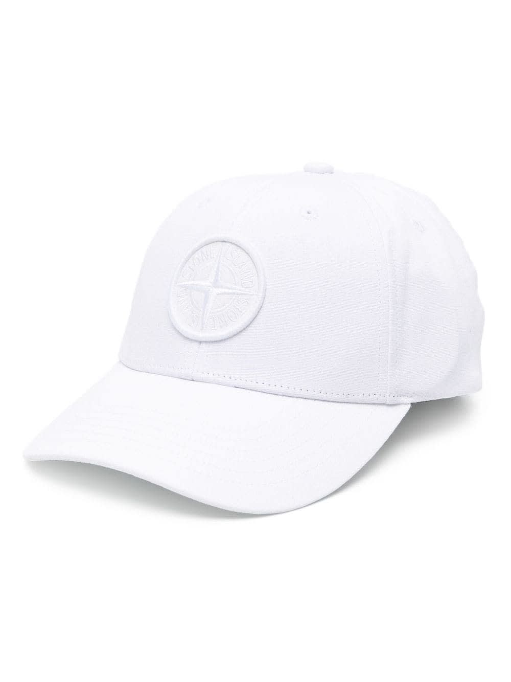 Stone Island Baseball Hat In White Reps With Logo